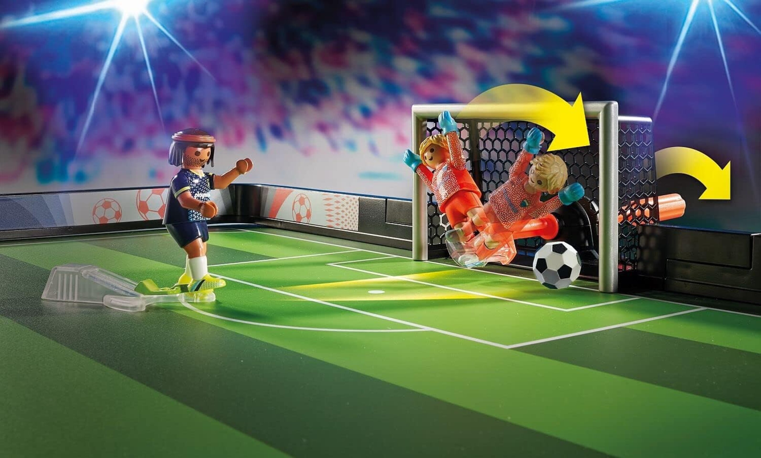 PLAYMOBIL Sports y Action 71120 Campo de fútbol, Futbolín para niños, 2 porteros - 6