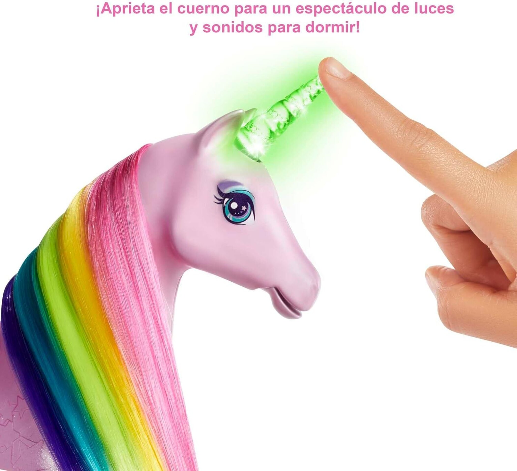 Barbie - Dreamptopia Muñeca con pelo rosa y su unicornio luces mágicas - 8