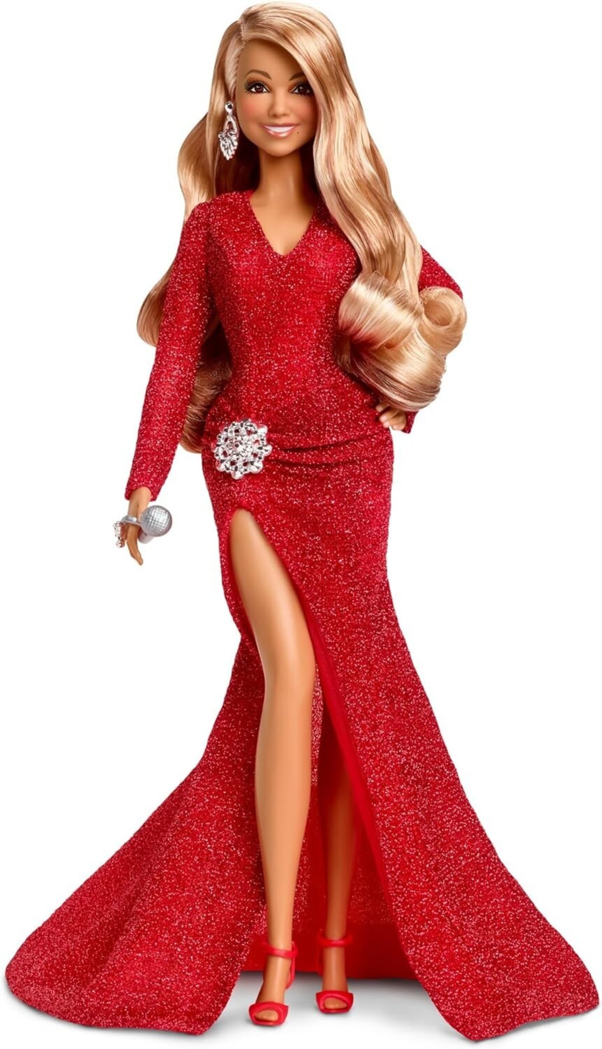 Barbie Mariah Carey Muñeca de Celebración de Navidad, Vestido Rojo Brillante - 4