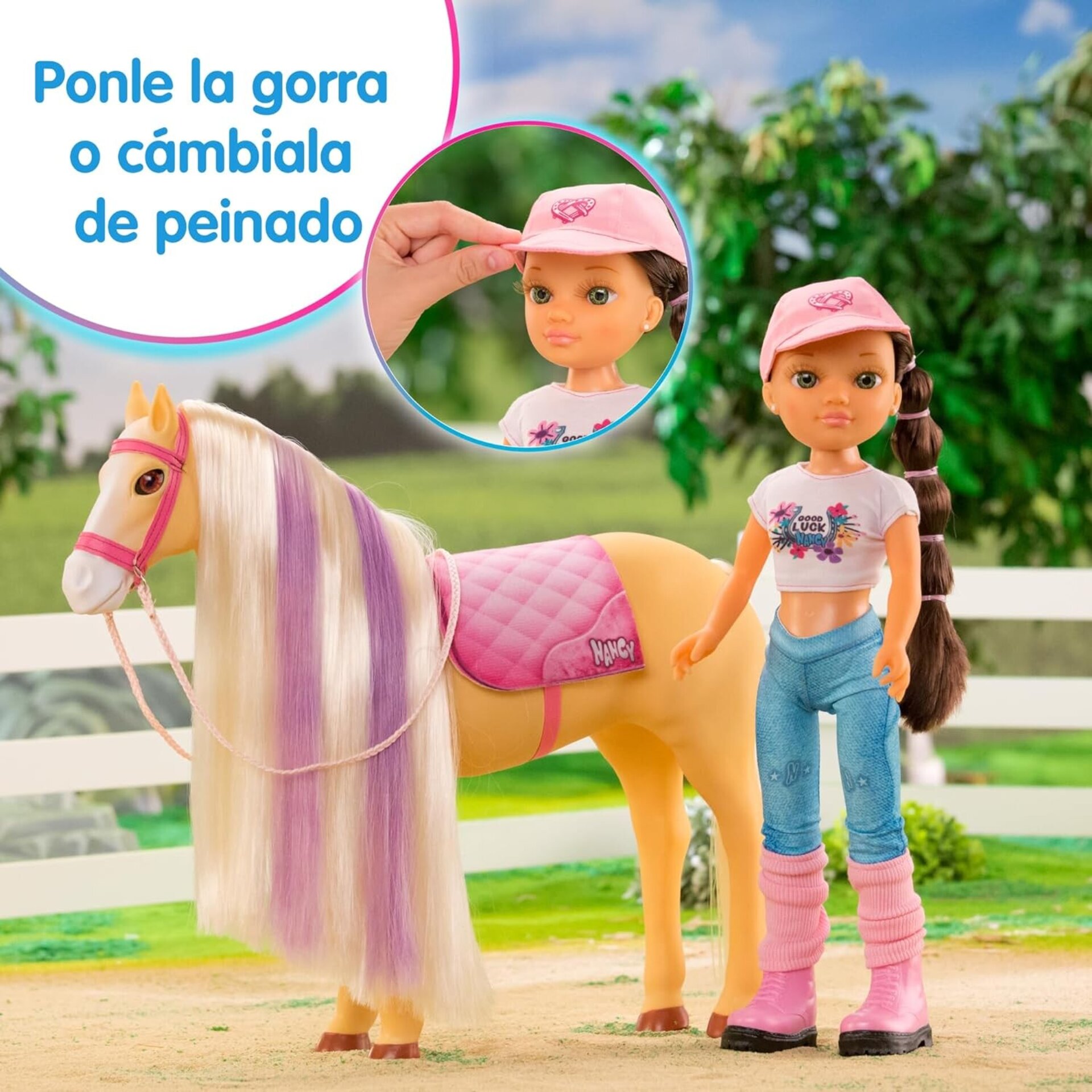 Nancy - Un día con su Caballo, muñeca Fashion articulada y Caballo - 6