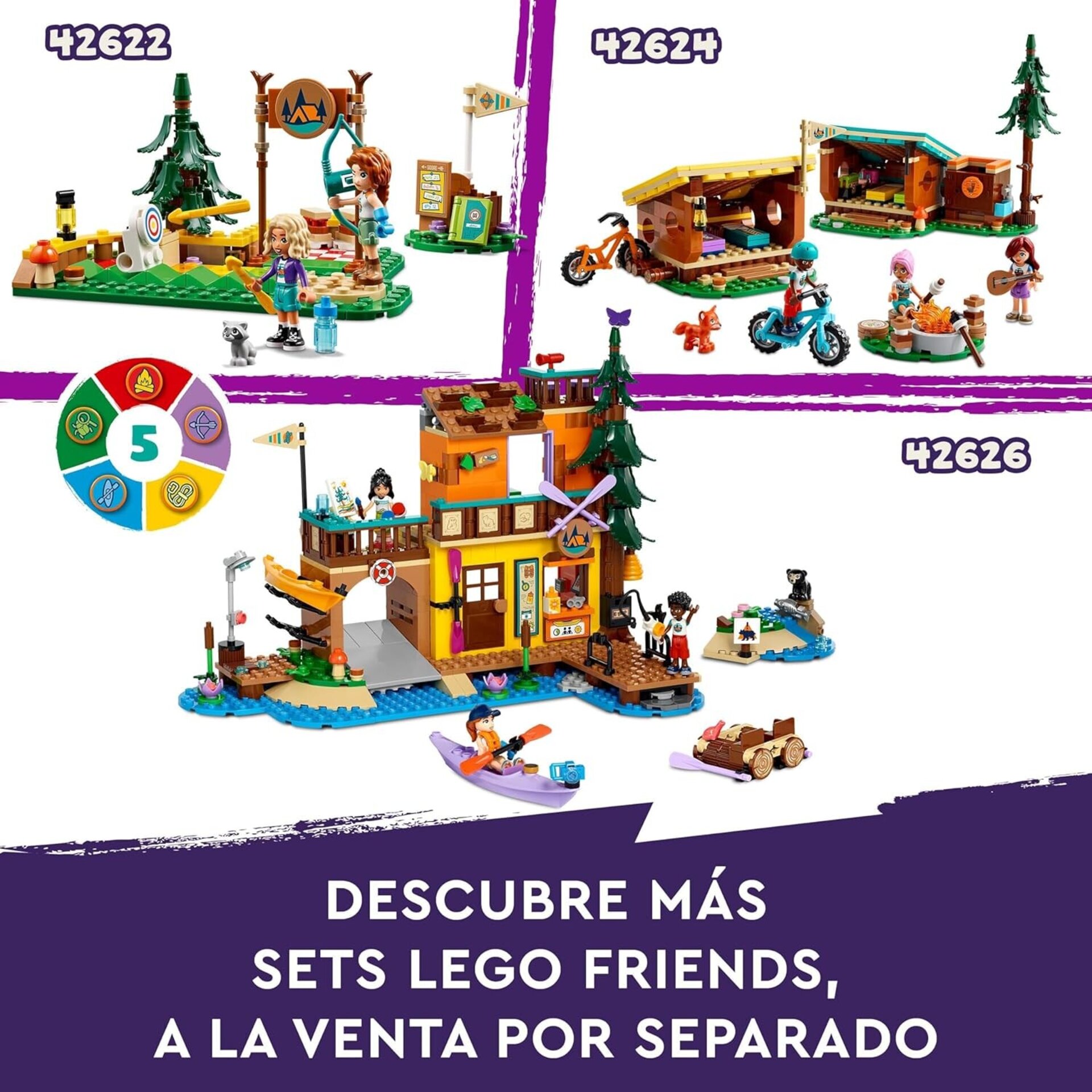 Lego Friends Campamento de Aventura: Casa del Árbol con 5 Animales de Juguete, R - 2