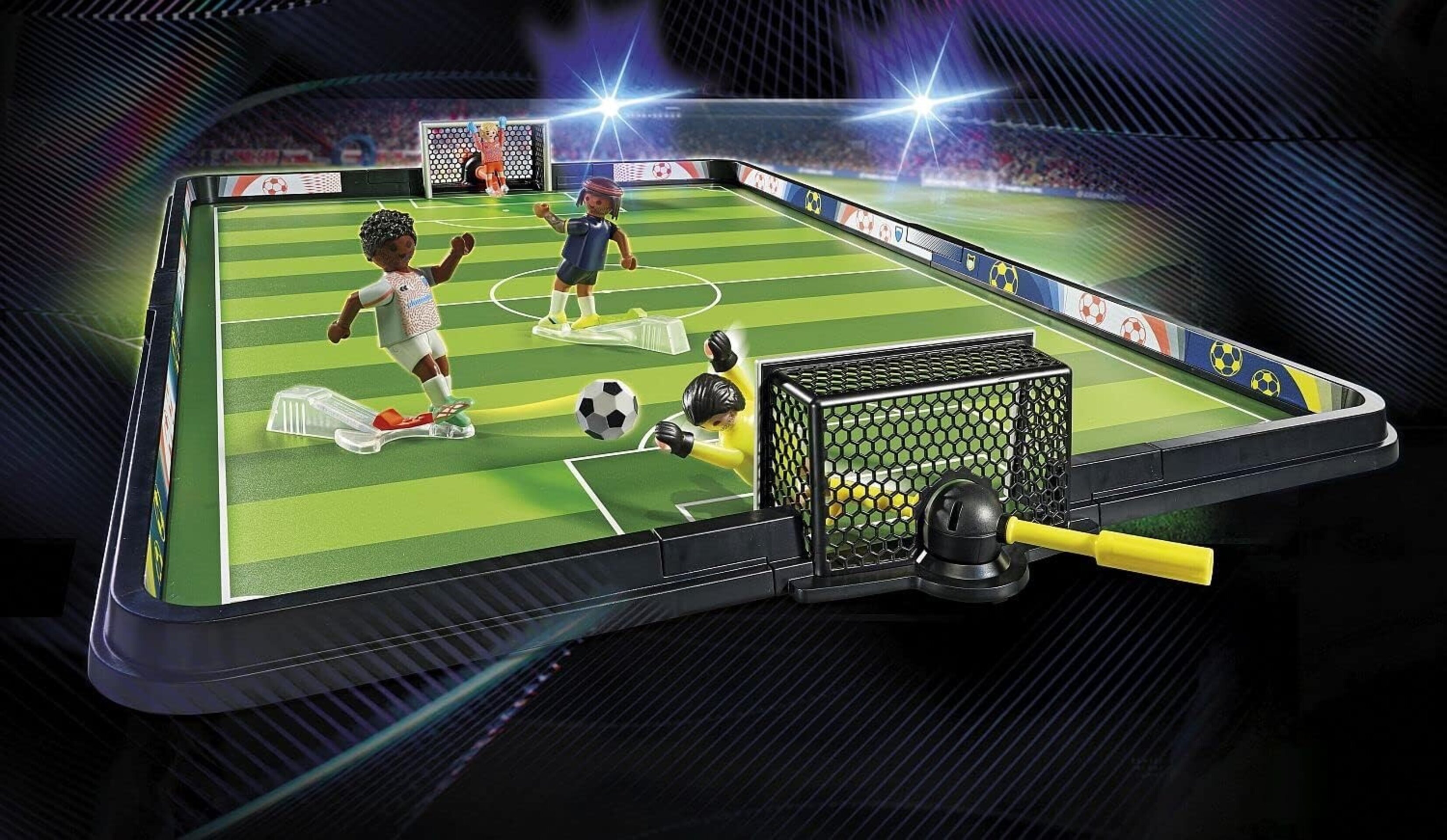 PLAYMOBIL Sports y Action 71120 Campo de fútbol, Futbolín para niños, 2 porteros - 7