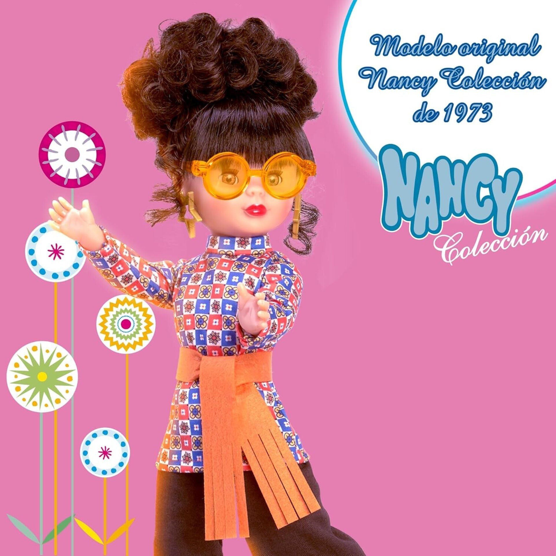 Nancy Colección Loco Loco, Muñeca Hippie Reedición de 1973 con Conjunto blusón E - 5