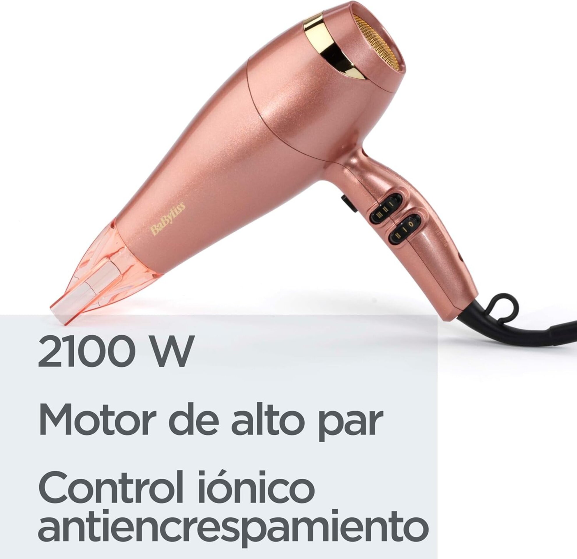 BaByliss 5336PE Secador de pelo Rose Gold 2100, Tecnología iónica antiencrespami - 9