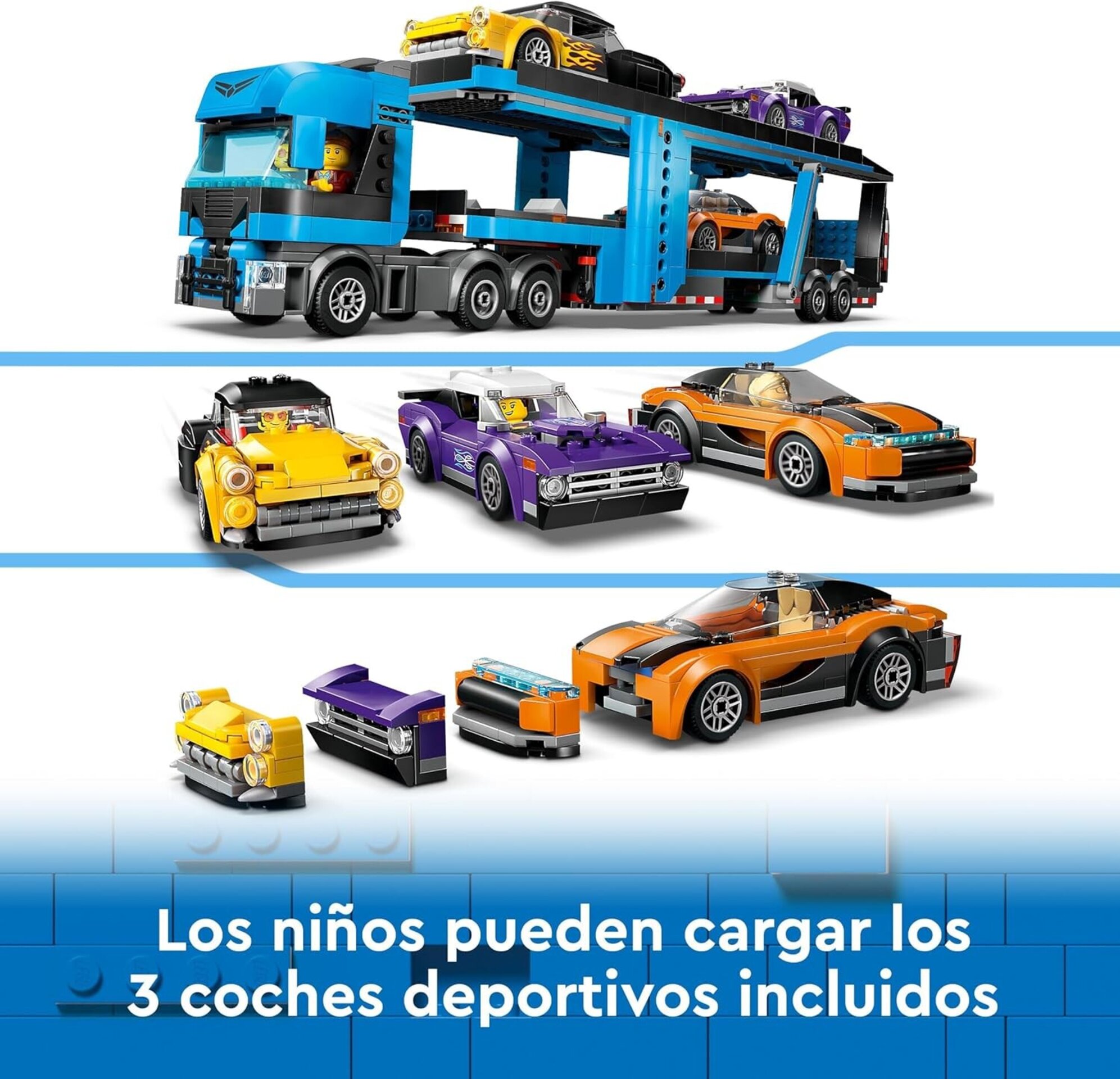 Lego City Camión de Transporte con Deportivos y Remolque, Set con 4 Vehículos y - 7