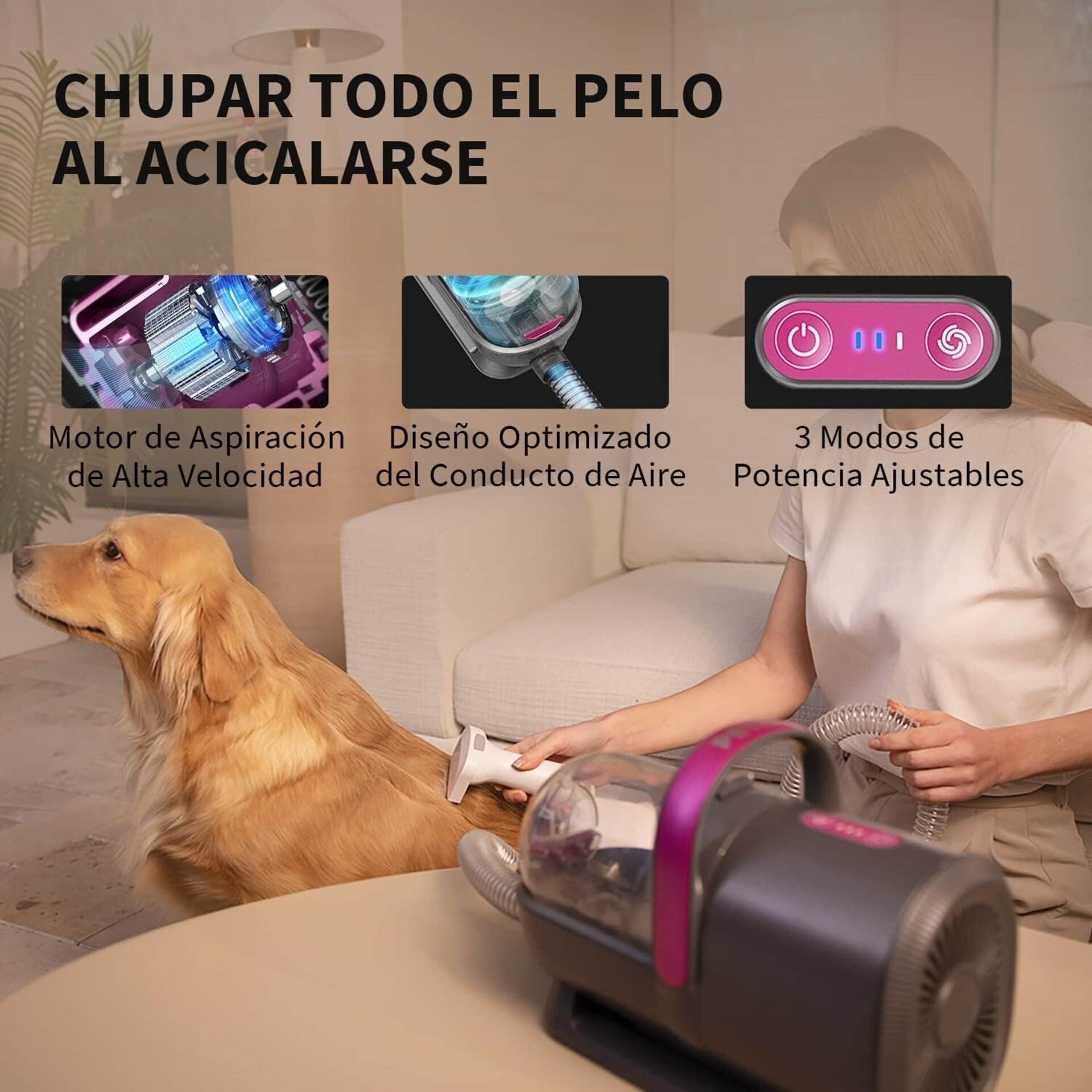 PETKIT AIRCLIPPER Cortapelos Perros con Aspiradora de Pelo, Kit de Peluquería - 4