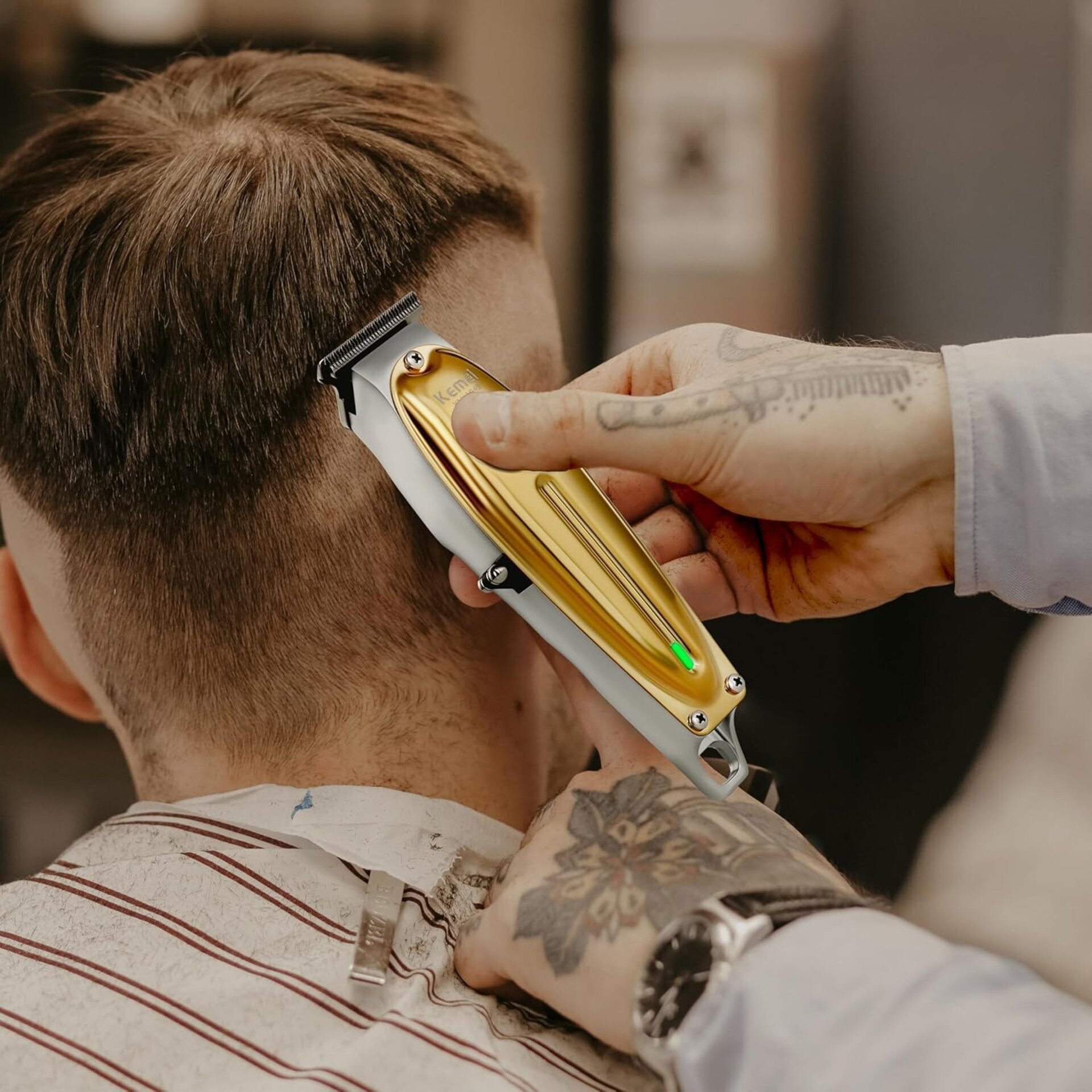 KEMEI Recortadora profesional de barba y pelo para hombres, recortadora - 4