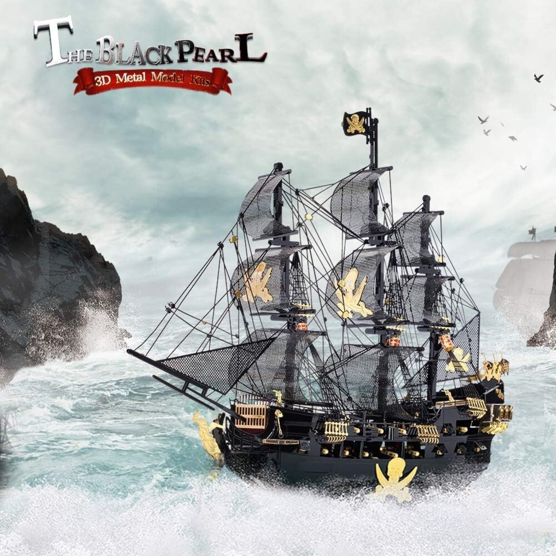 Piececool Puzzle 3D Metal Maqueta, Perla Negra Barco Pirata - 5