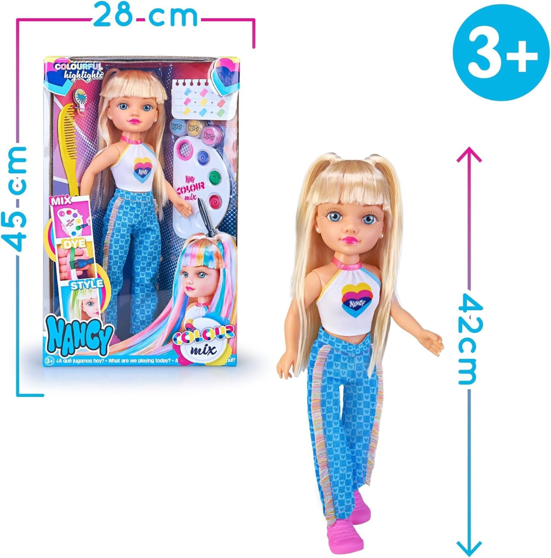 Nancy Colour Mix, Muñeca Fashion Que Incluye un Kit de 3 Acuarelas, CREA Añade - 5