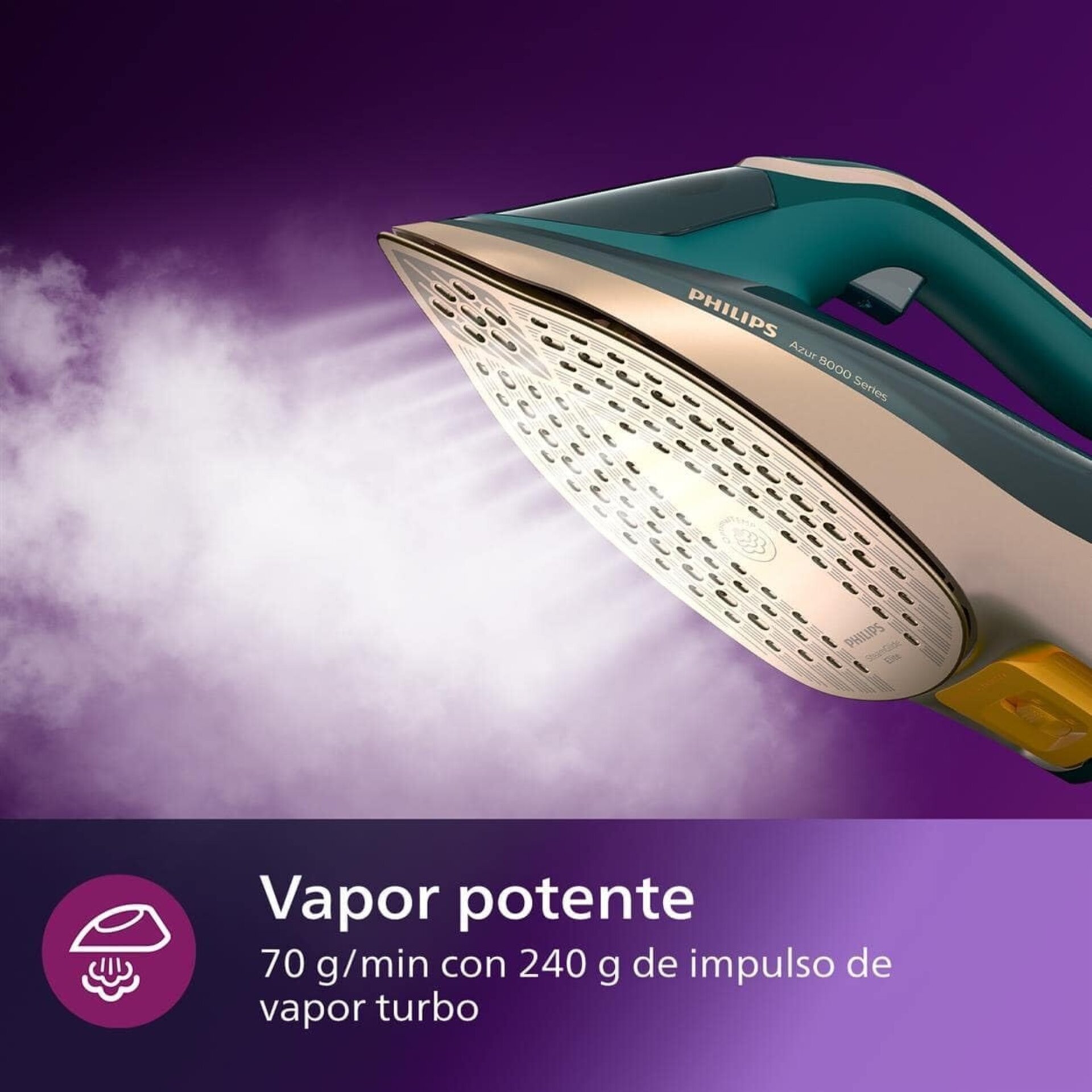 Philips Azur Serie 8000 Plancha De Vapor - 70 g/min De Vapor Continuo, 220 V - 2