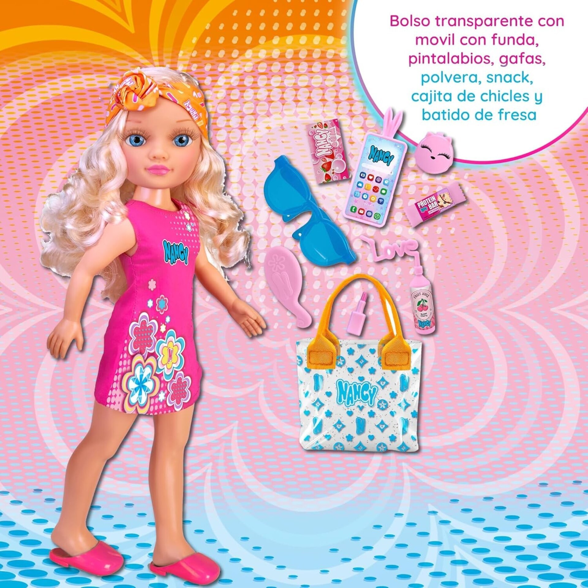 Nancy - Qué Hay en Mi Bolso, Muñeca con Melena Larga Rubia, Apariencia Veraniego - 3