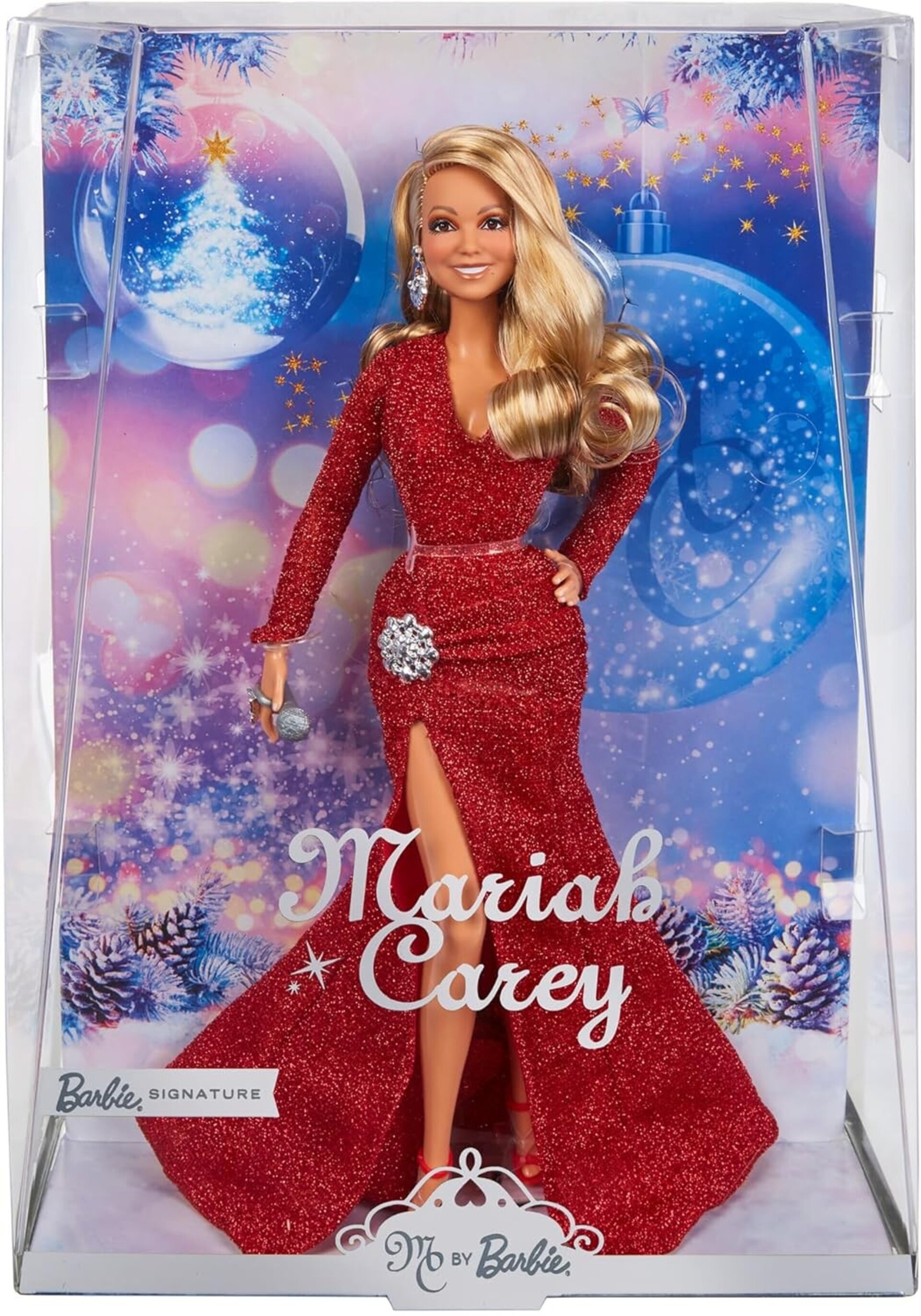 Barbie Mariah Carey Muñeca de Celebración de Navidad, Vestido Rojo Brillante y A - 3