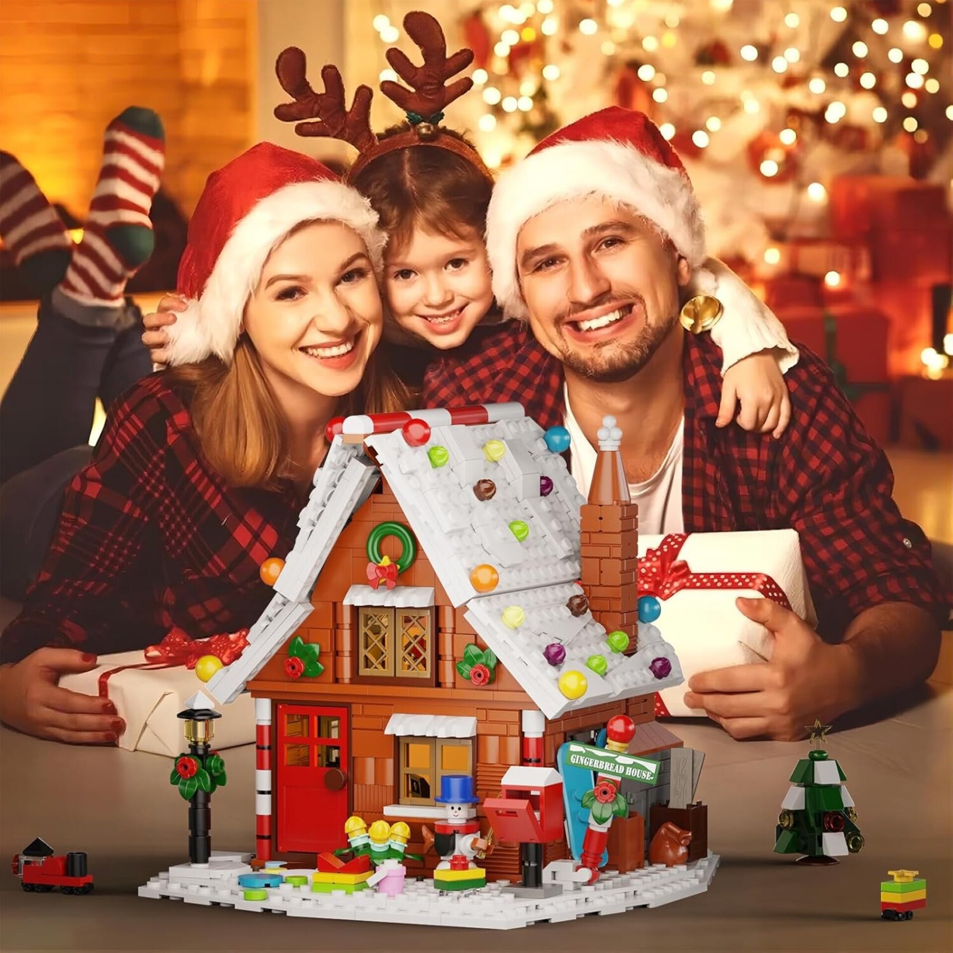 Millionspring Gingerbread House Kit de construcción con Luces LED, Juguetes crea - 4