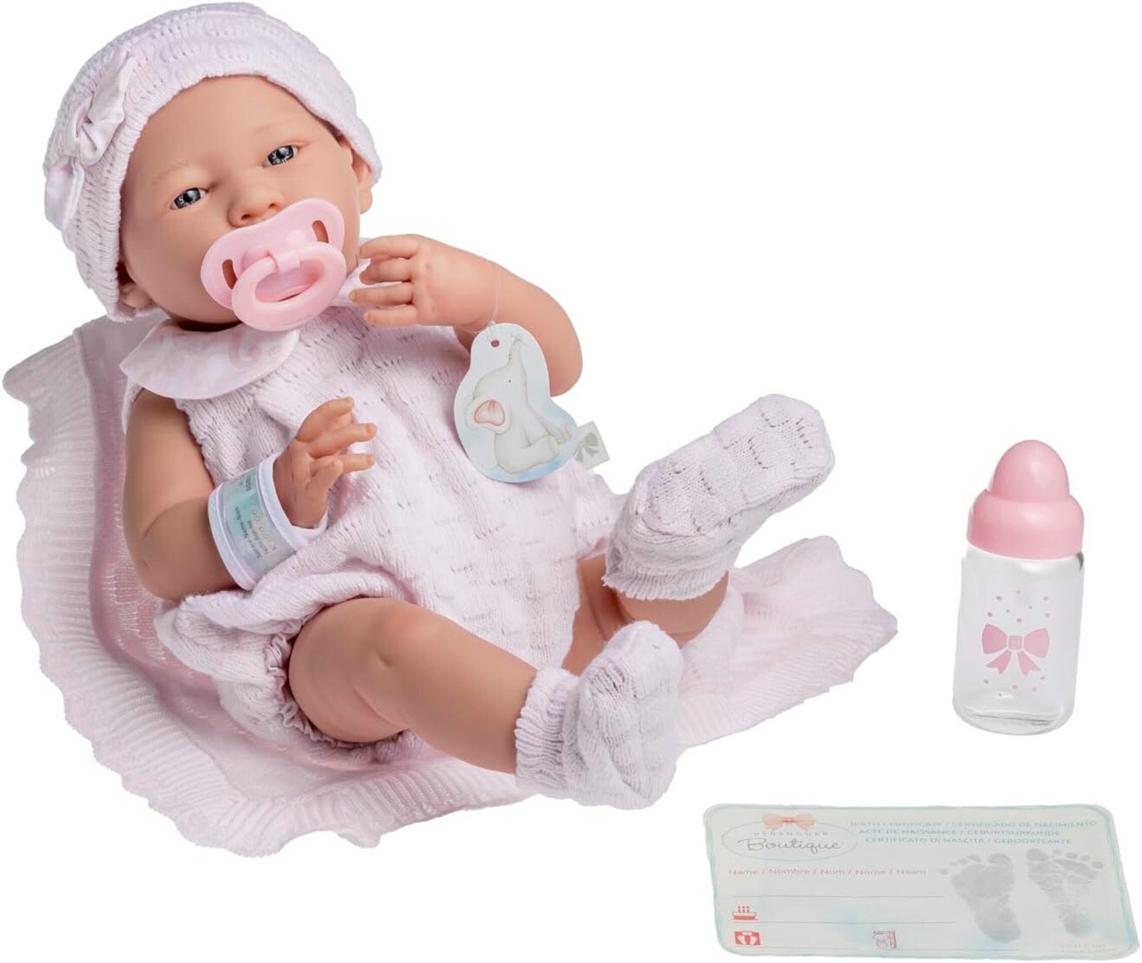 Muñeca La Newborn recién nacida de 38 cm es de vinilo suave, con ropa de punto - 9