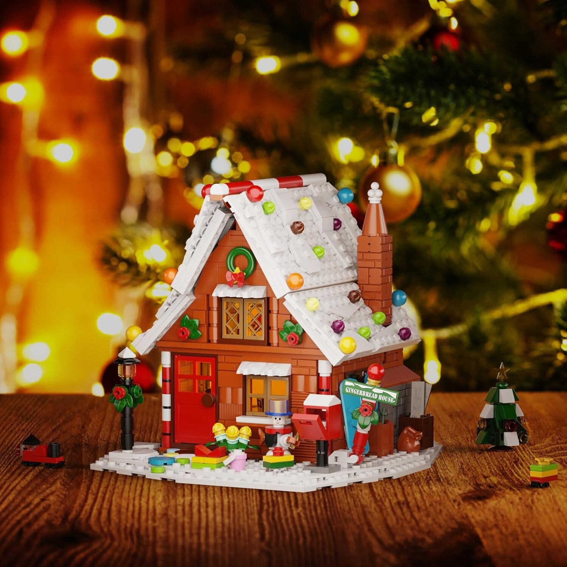 Millionspring Gingerbread House Kit de construcción con Luces LED, Juguetes crea - 6