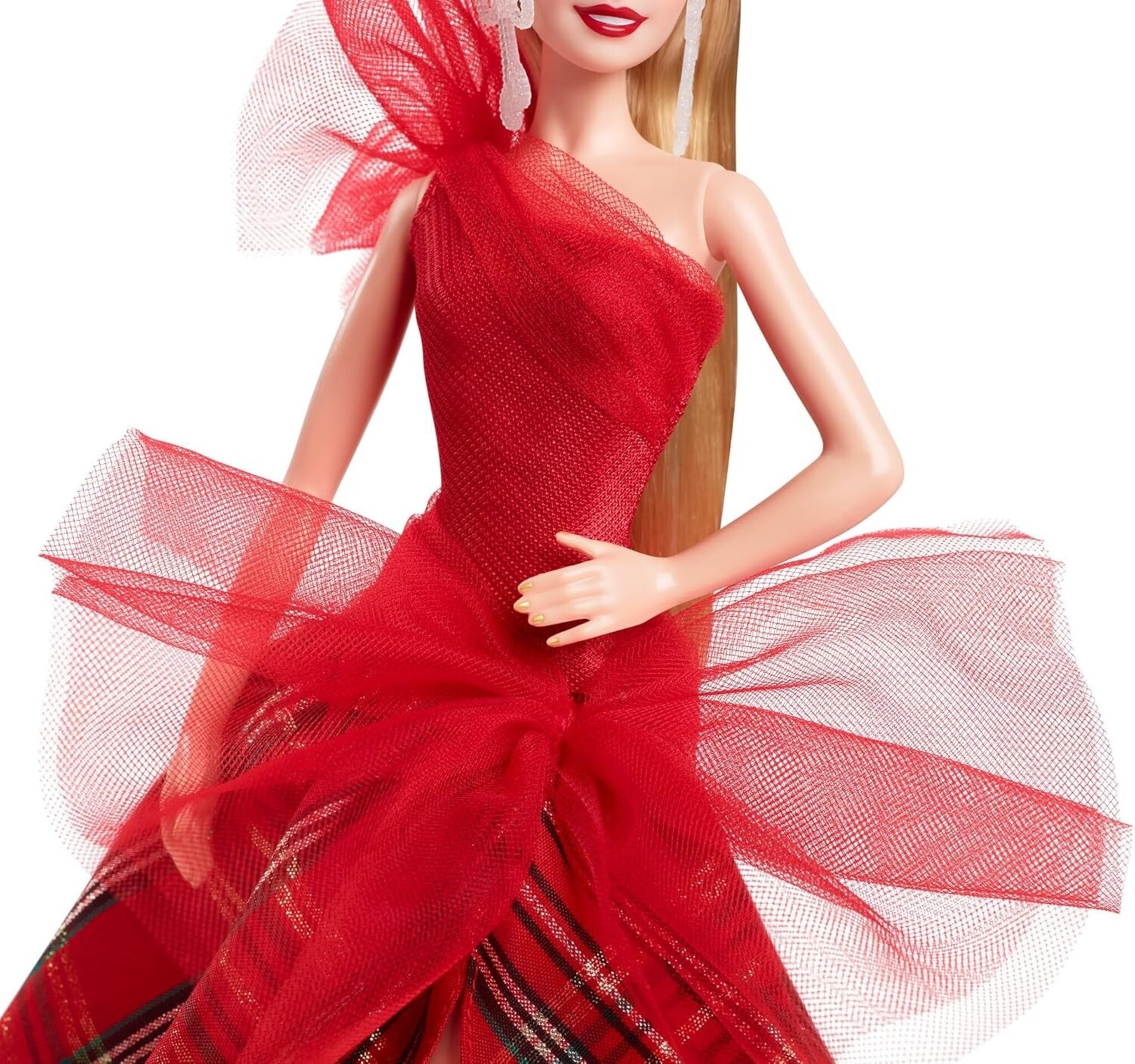 Barbie Signature, 2024 Holiday Rubia con Vestido y Falda a Cuadros, - 3