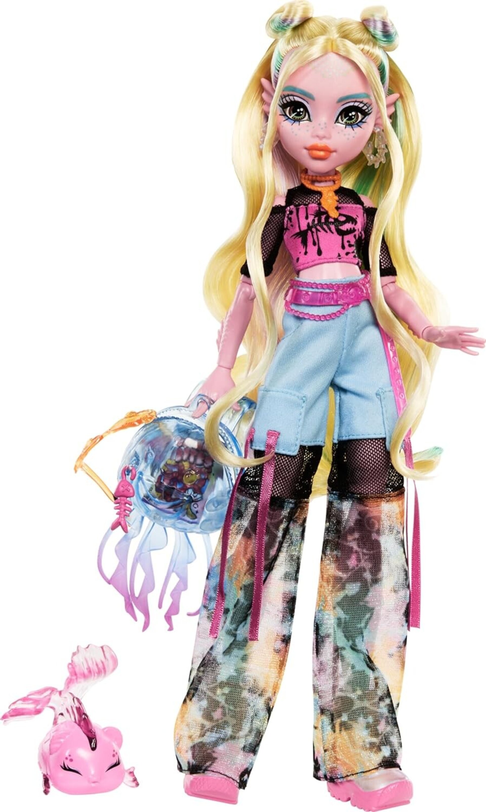 Monster High Lagoona Blue, Muñeca monstruita Marina con Camiseta de Malla y Pant - 5