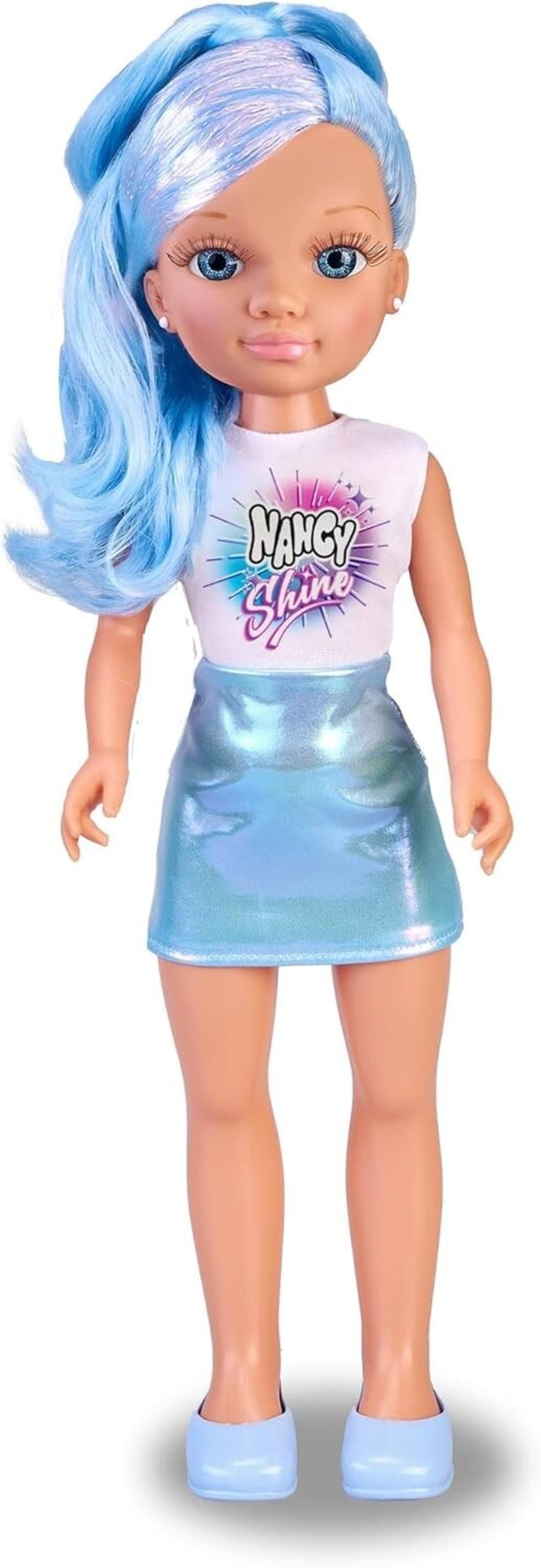 Nancy Shine - Blue, Muñeca con el Pelo Largo con Mechones Metalizados de Color A - 5