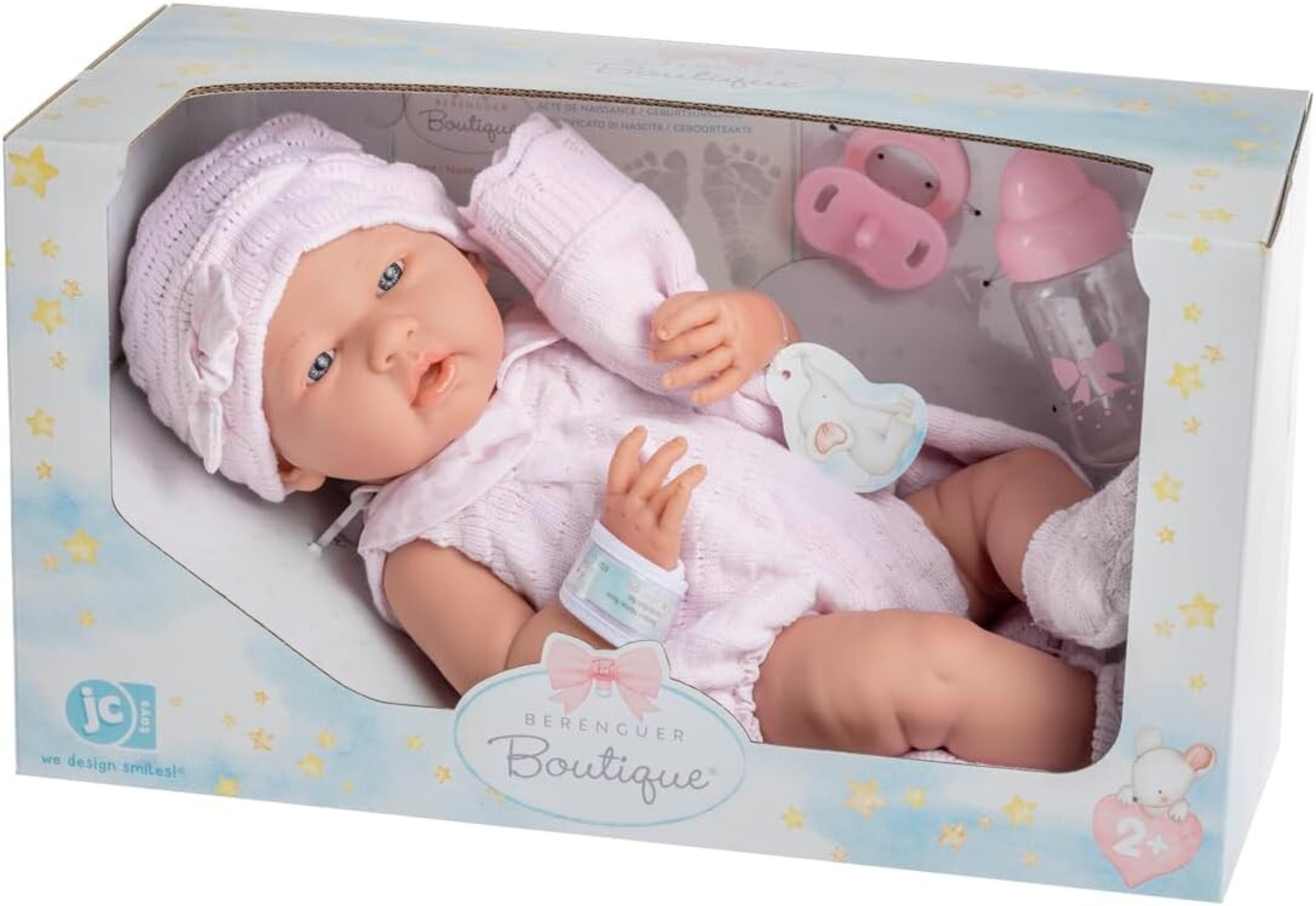 Muñeca La Newborn recién nacida de 38 cm es de vinilo suave, con ropa de punto - 4