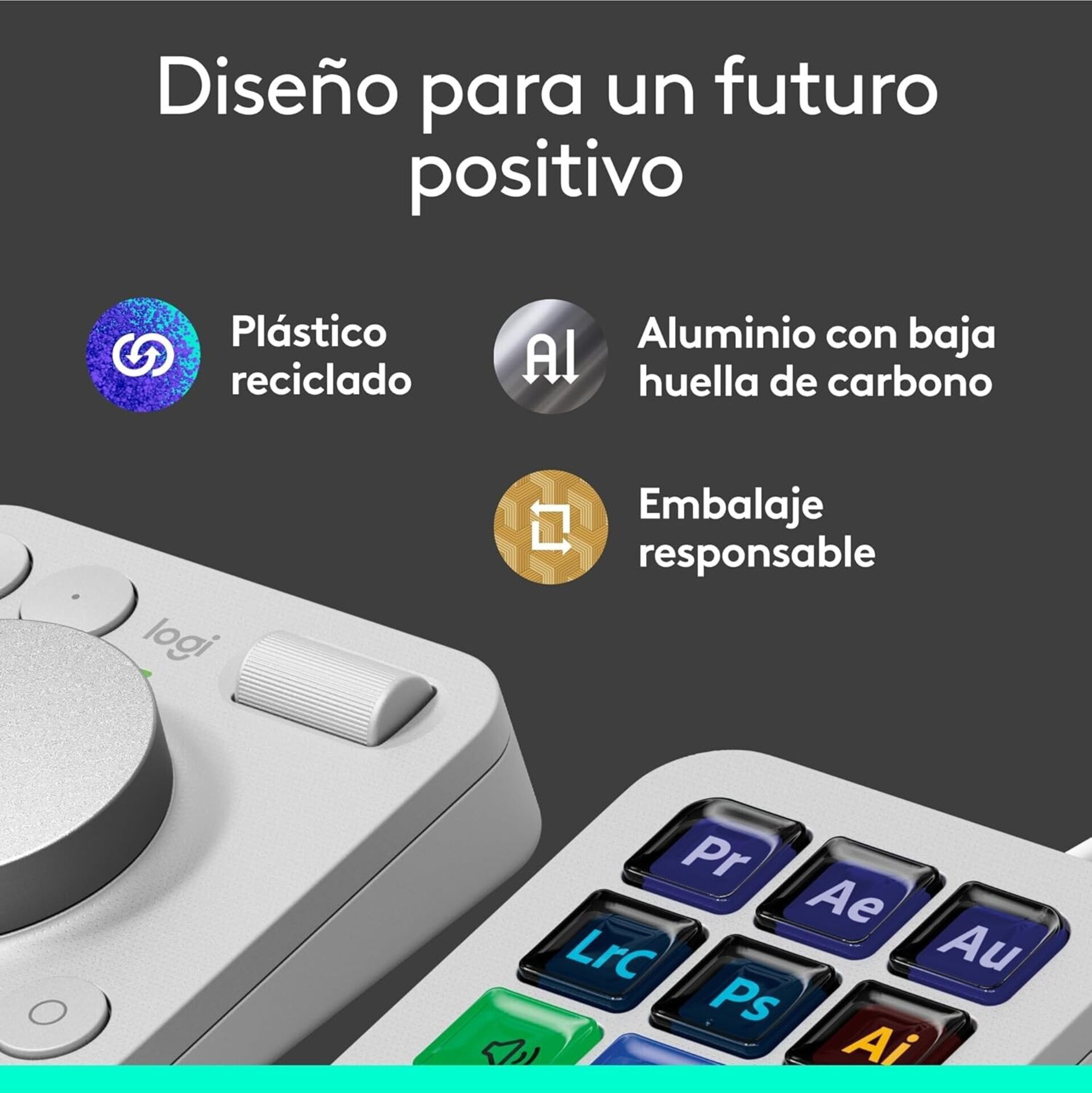 Logitech MX Creative Console, keypad programable con 9 teclas LCD personalizable - 8