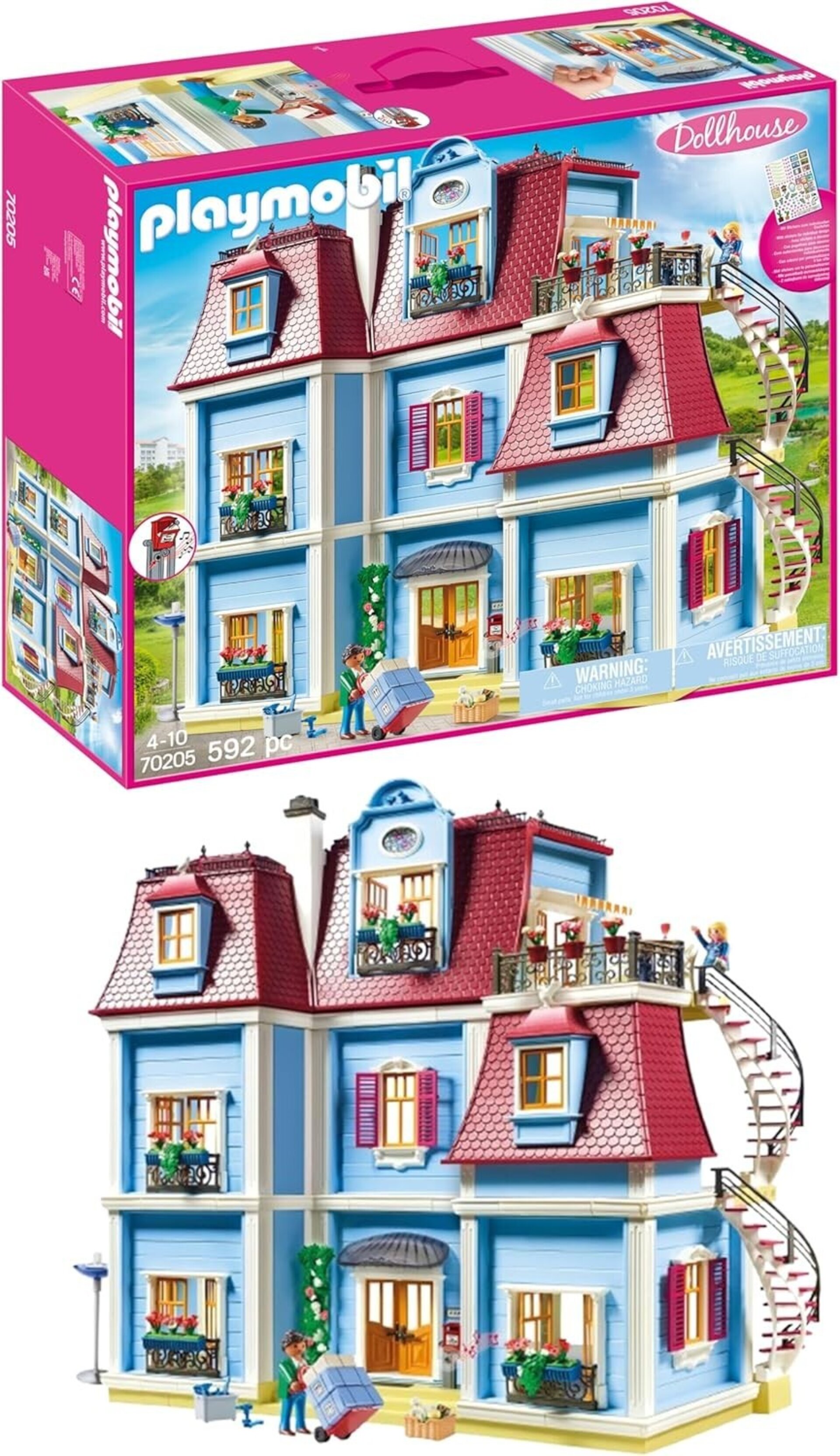 PLAYMOBIL Dollhouse 70205 Casa de Muñecas, con Timbre Real, A partir de 4 años - 5