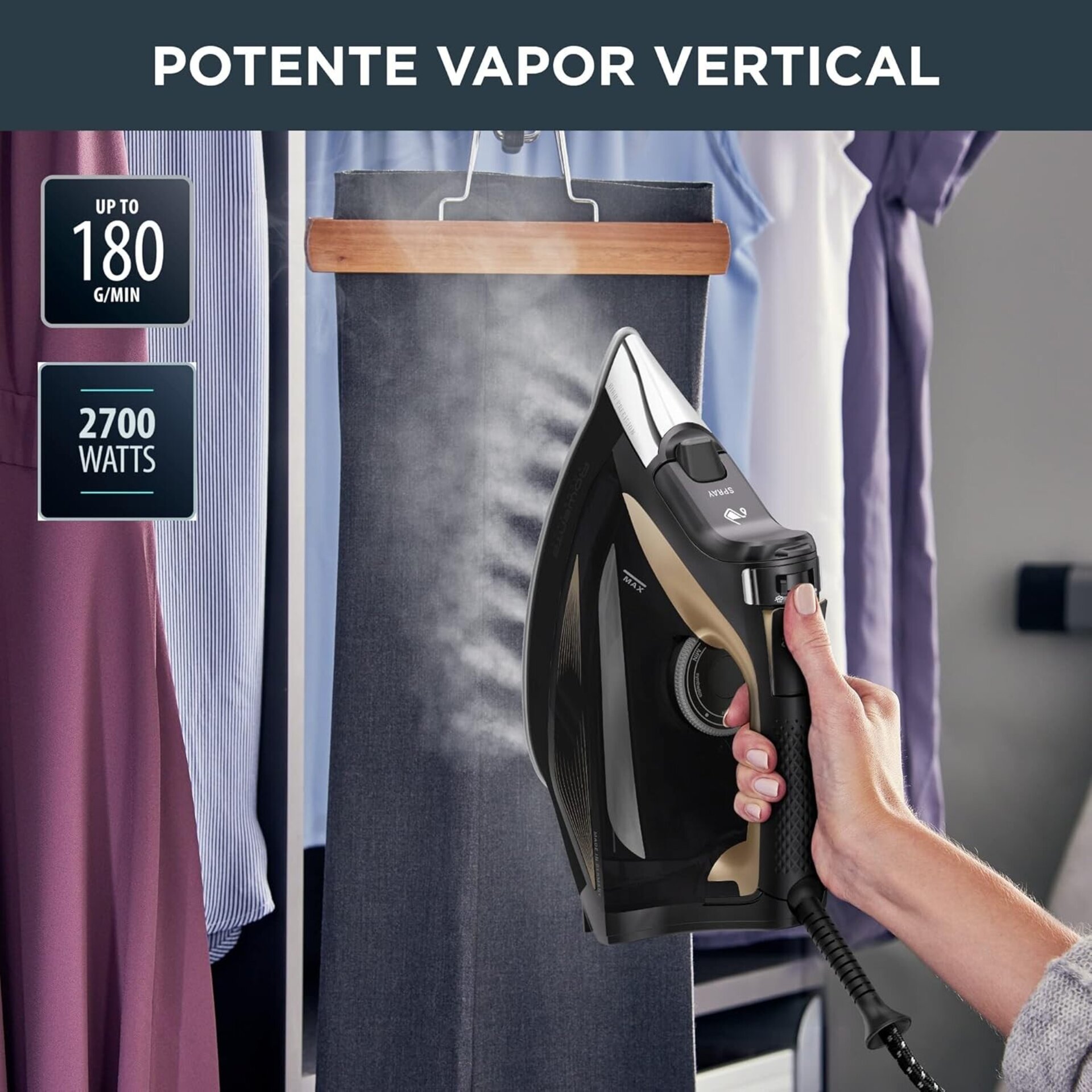 Rowenta Focus Excel Placha de vapor vertical 2700 W, golpe de vapor 180 gr/min, - 3