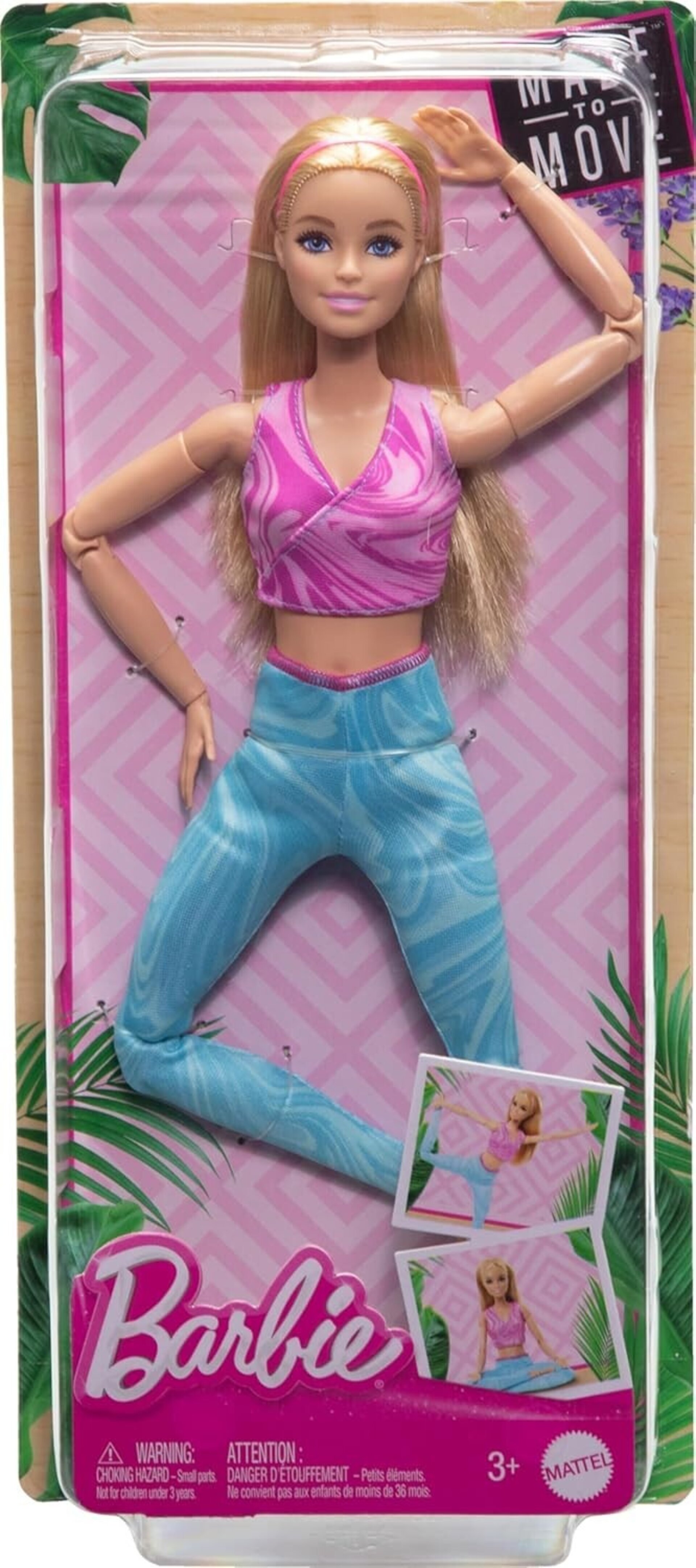 Barbie Made to Move Muñeca de moda con pelo rubio, top deportivo rosa y pantalón - 4