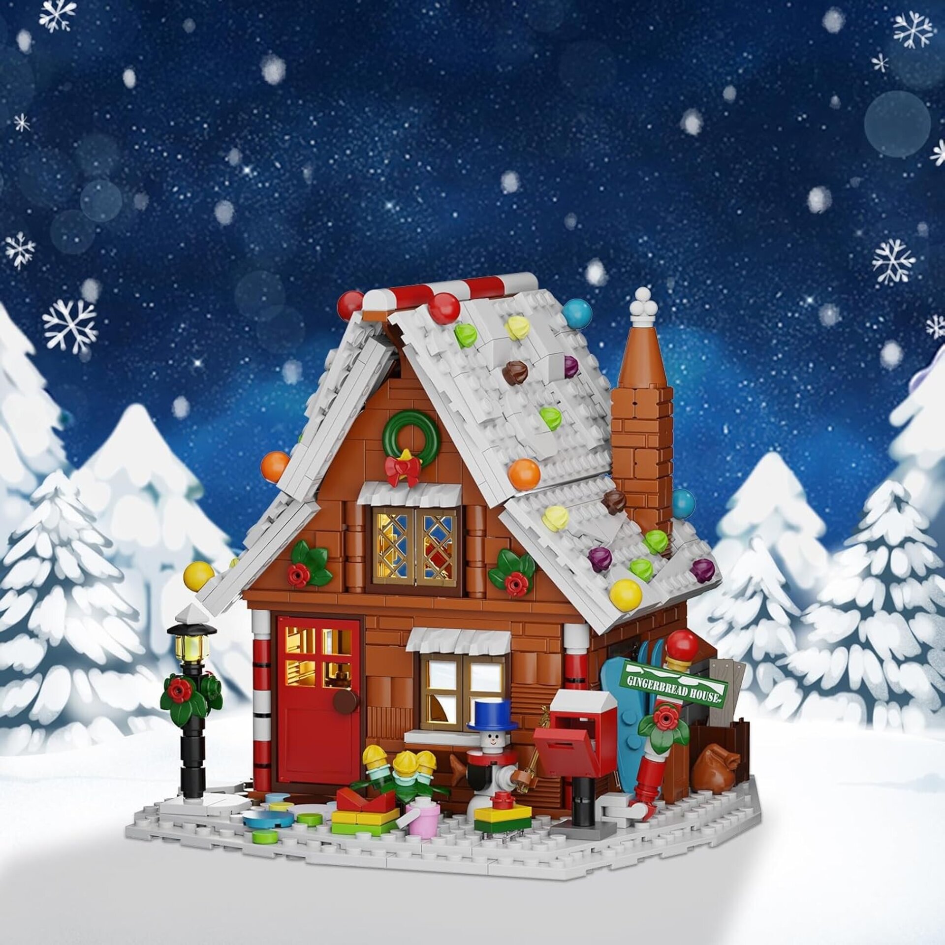 Millionspring Gingerbread House Kit de construcción con Luces LED, Juguetes crea - 7