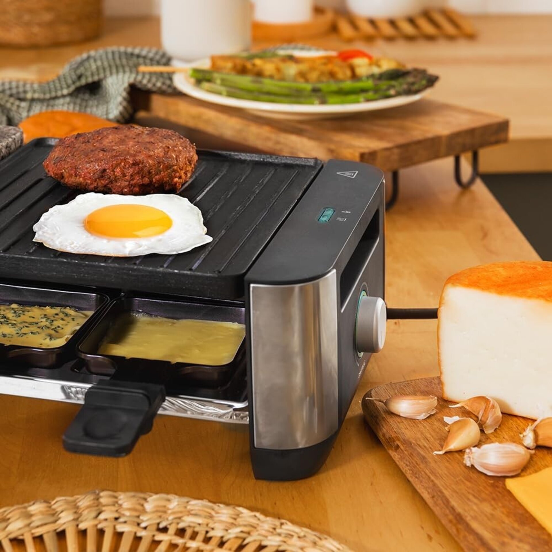 Cecotec Raclette Cheese&Grill 16000 Inox Black. 1400 W, 8 Personas, - 8