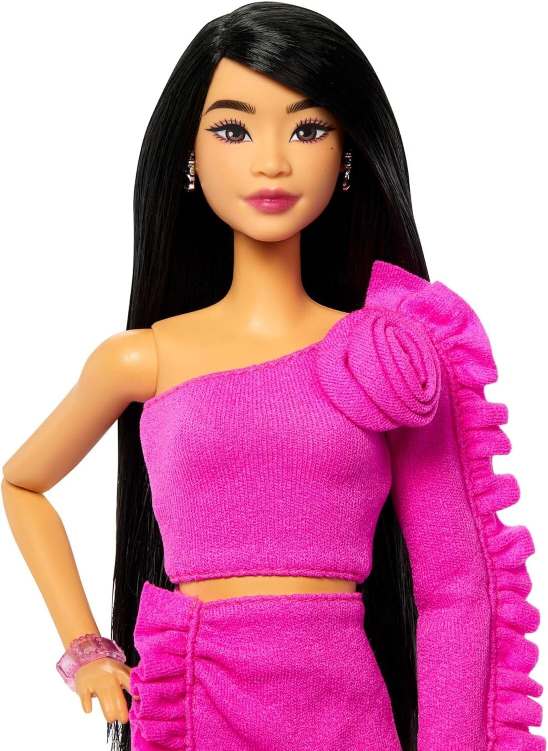 Barbie Deluxe Style Muñeca n.2 con Pelo Negro, Pierna protésica con Purpurina y - 2