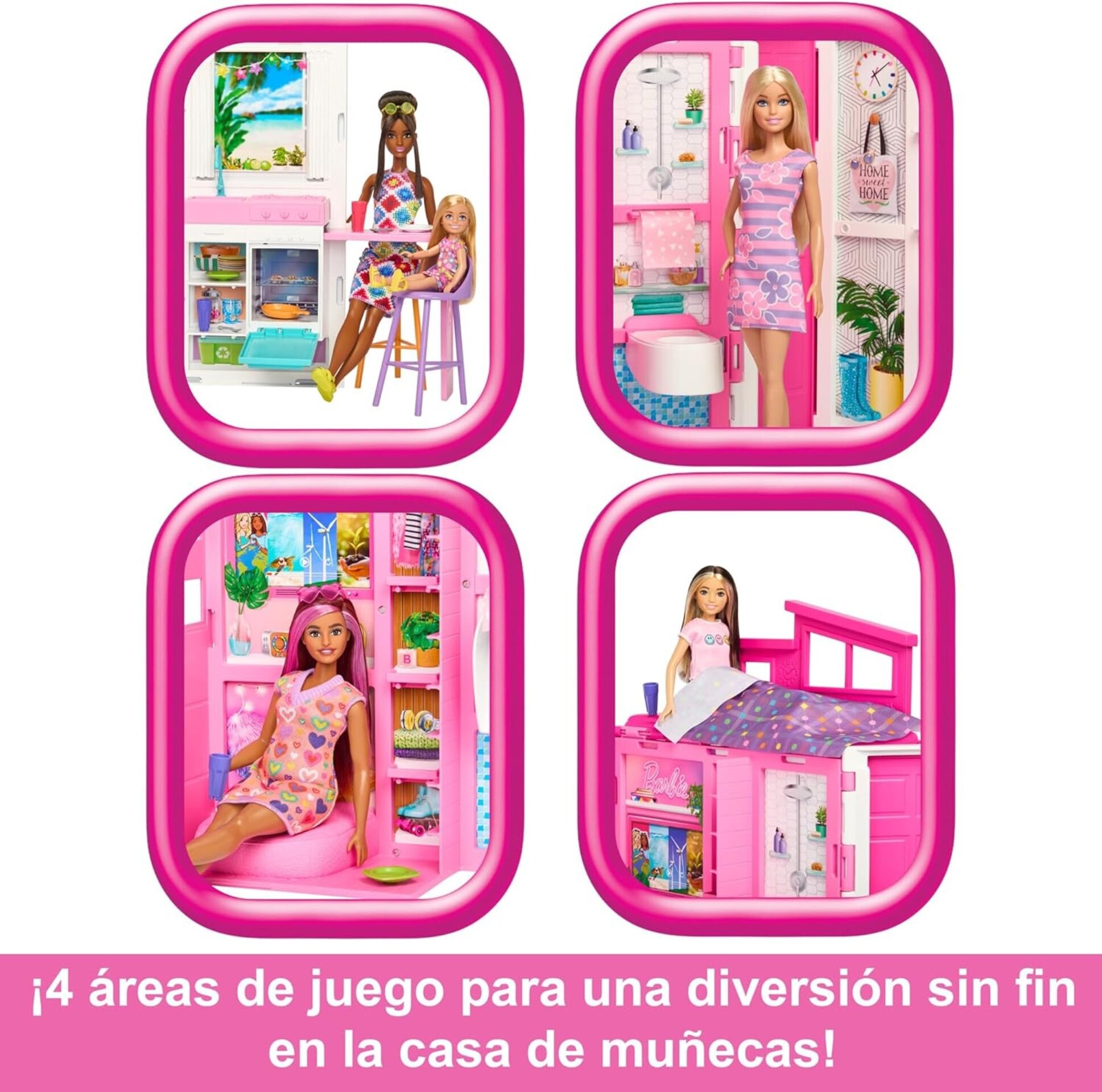 Barbie Apartamento 4 estancias Casa de muñecas Plegable con Muebles y Accesorios - 5