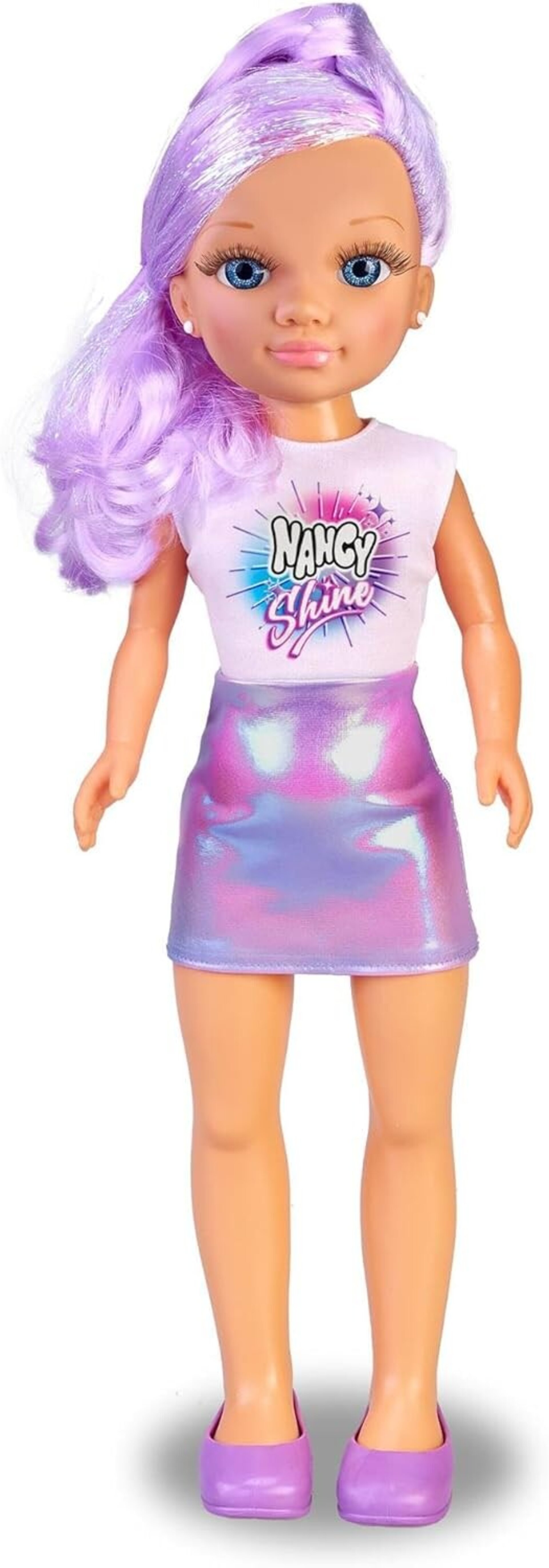 Nancy Shine - Purple, Muñeca con el Pelo Largo con Mechones Metalizados de Color - 2