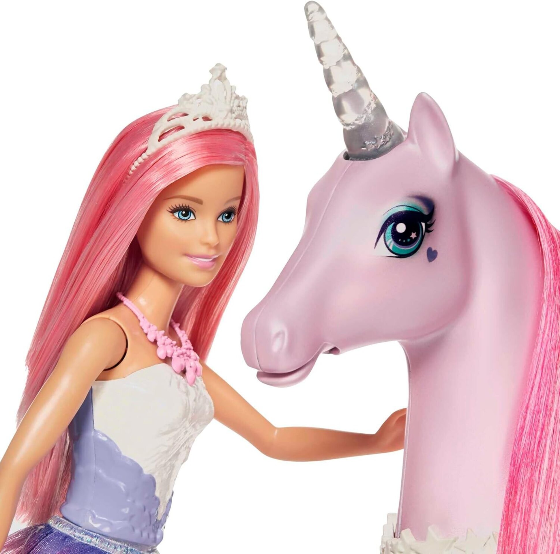 Barbie - Dreamptopia Muñeca con pelo rosa y su unicornio luces mágicas - 5