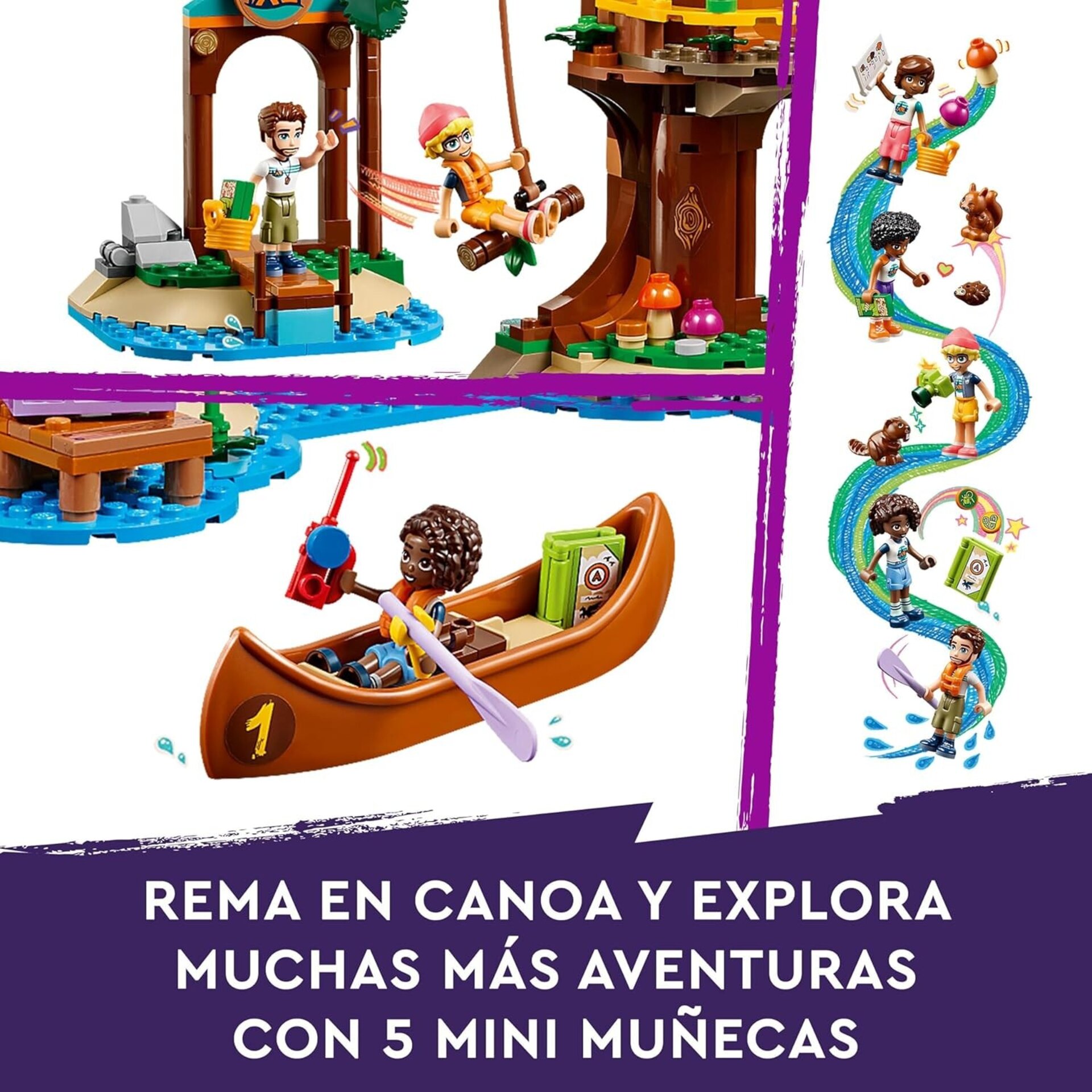 Lego Friends Campamento de Aventura: Casa del Árbol con 5 Animales de Juguete, R - 3