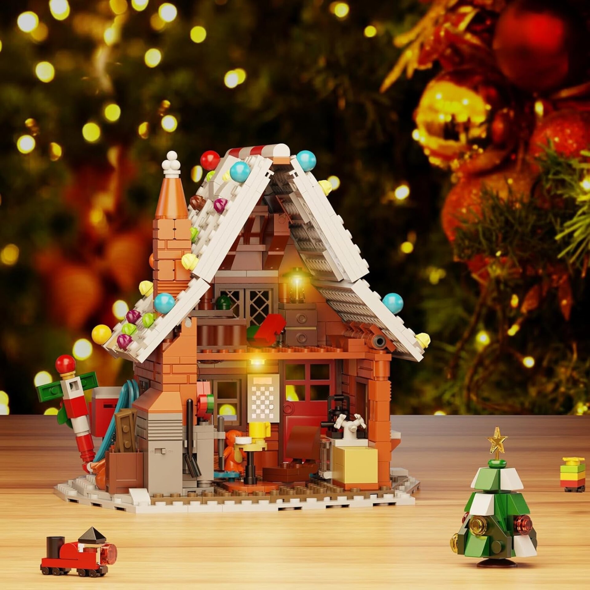 Millionspring Gingerbread House Kit de construcción con Luces LED, Juguetes crea - 2