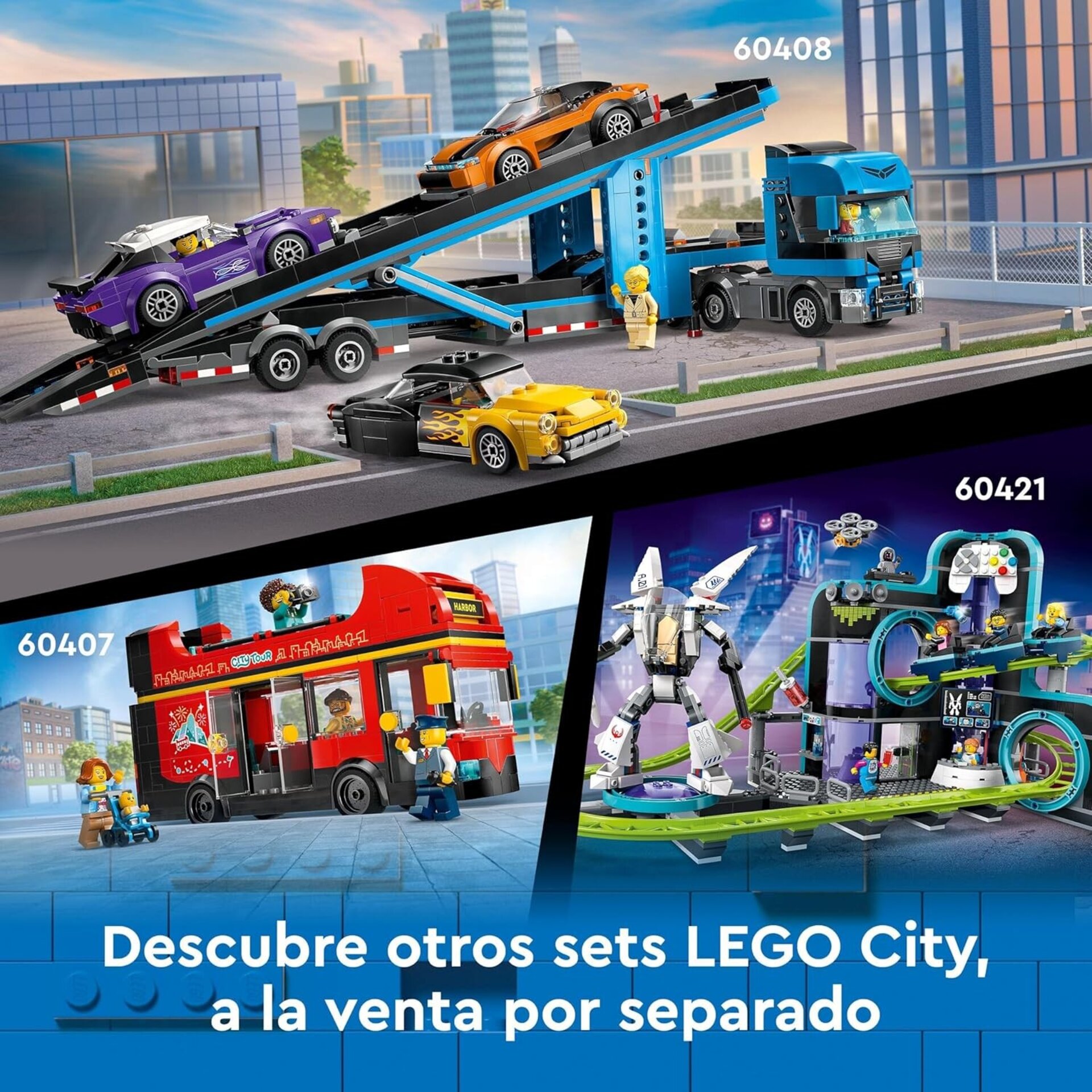 Lego City Camión de Transporte con Deportivos y Remolque, Set con 4 Vehículos y - 4