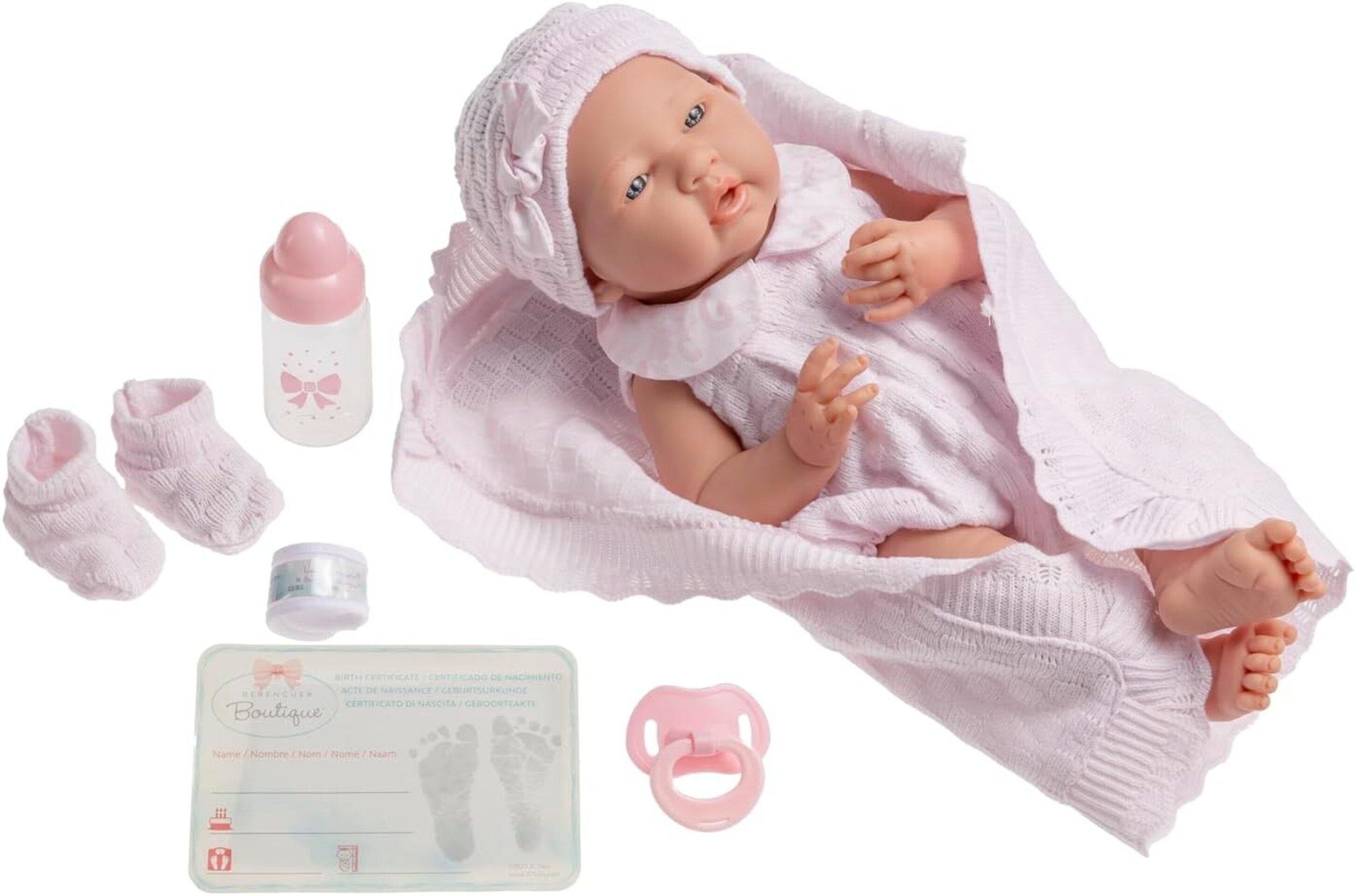 Muñeca La Newborn recién nacida de 38 cm es de vinilo suave, con ropa de punto - 7