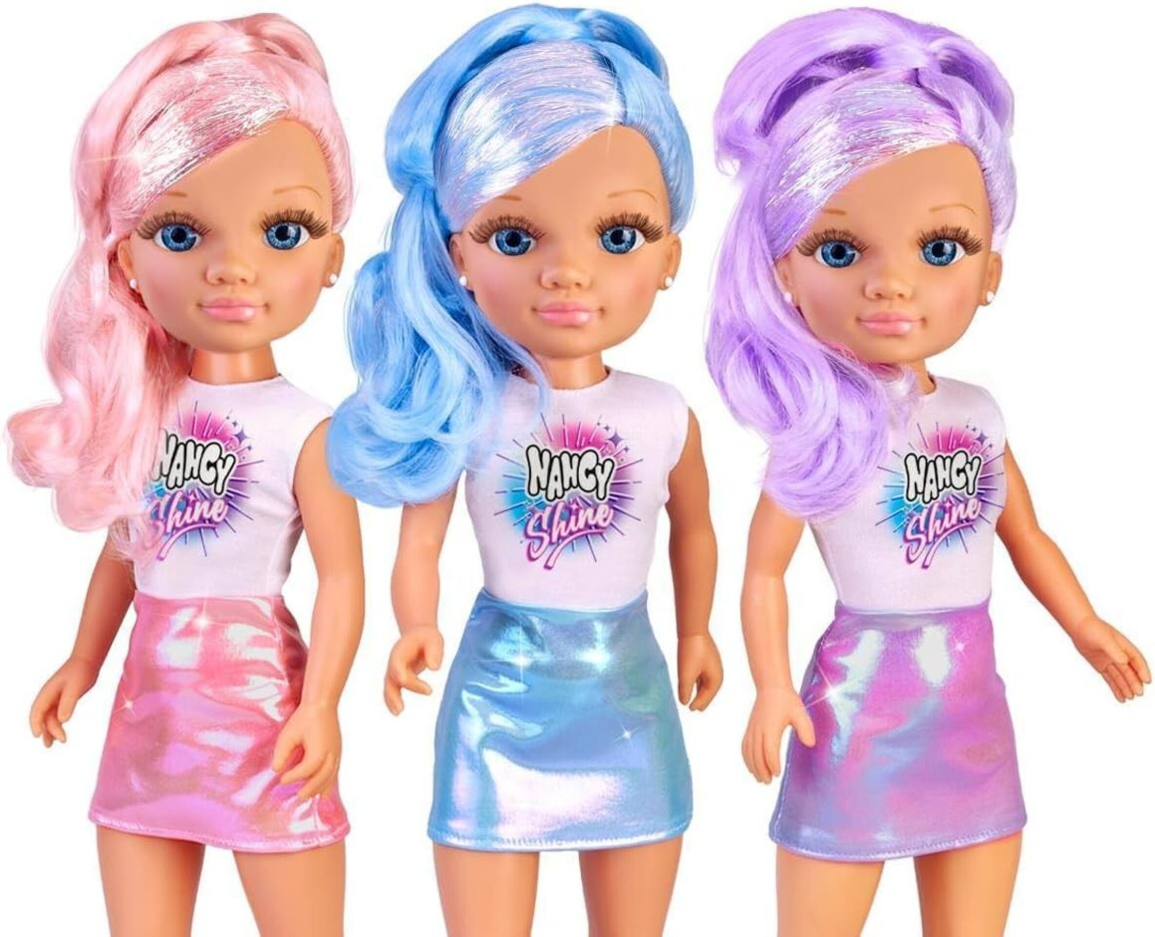 Nancy Shine - Blue, Muñeca con el Pelo Largo con Mechones Metalizados de Color A - 6