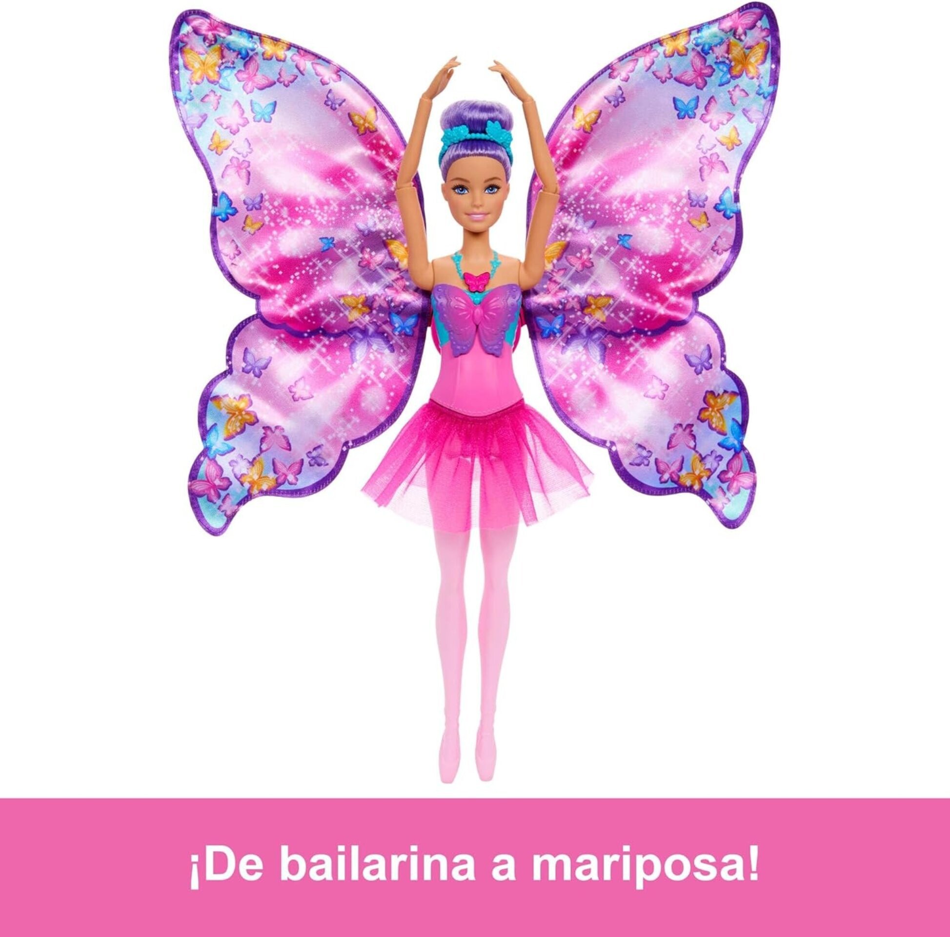 Barbie Muñeca Bailarina Dance and Flutter 2 en 1 con corpiño de Mariposa, - 5