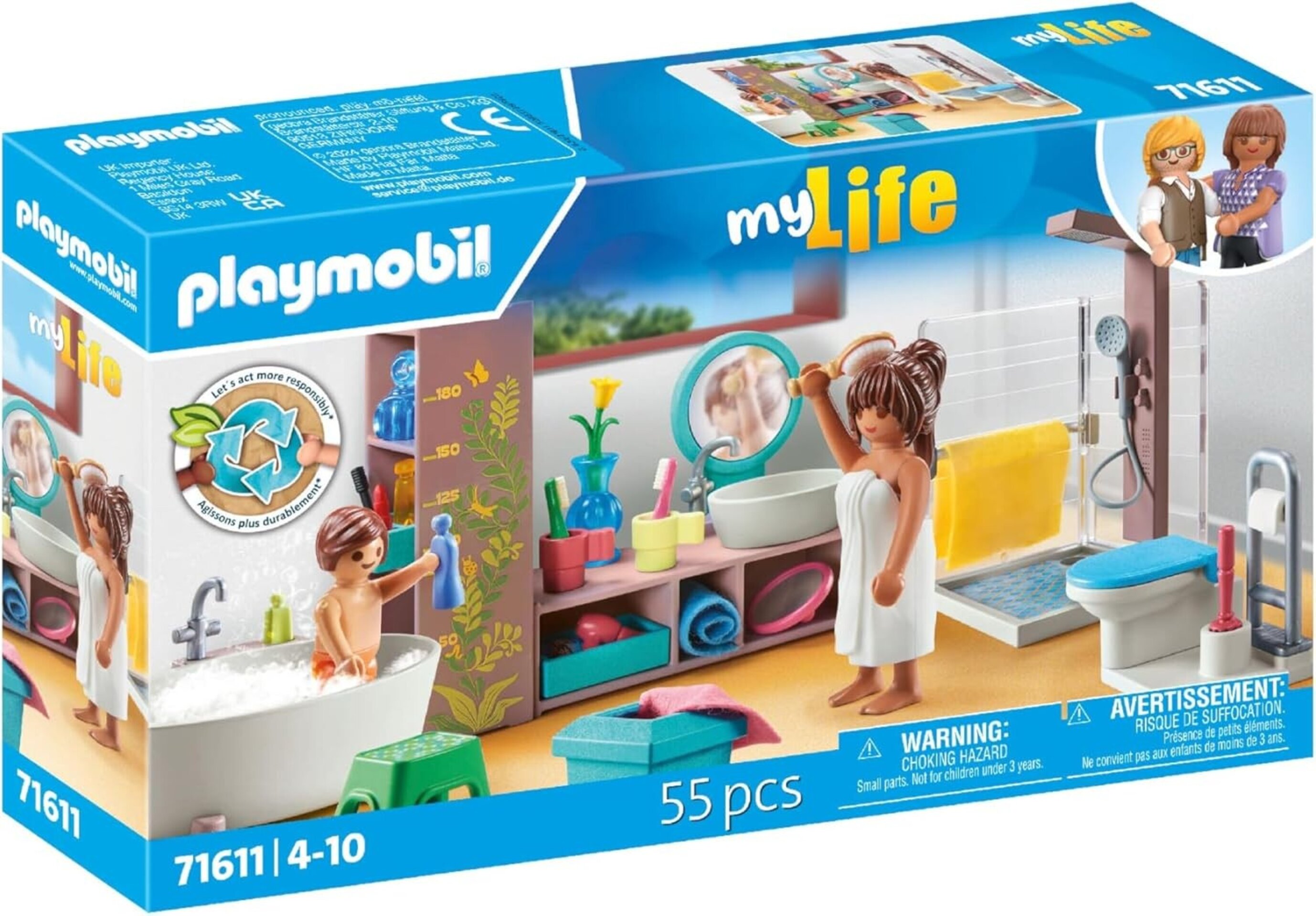 PLAYMOBIL myLife 71611 Baño, Incluye Dos Figuras y numerosos Accesorios, Hechos - 4