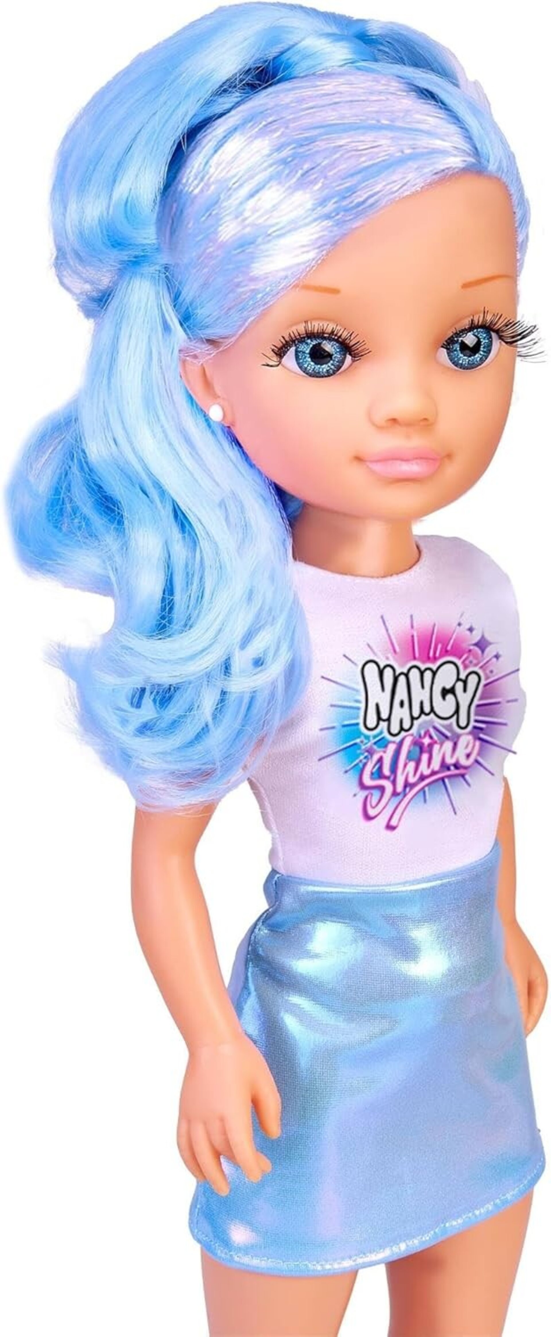 Nancy Shine - Blue, Muñeca con el Pelo Largo con Mechones Metalizados de Color A - 7