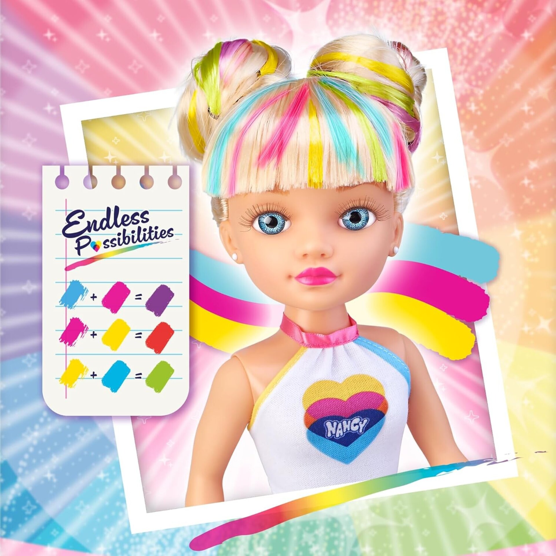 Nancy Colour Mix, Muñeca Fashion Que Incluye un Kit de 3 Acuarelas, CREA Añade - 6