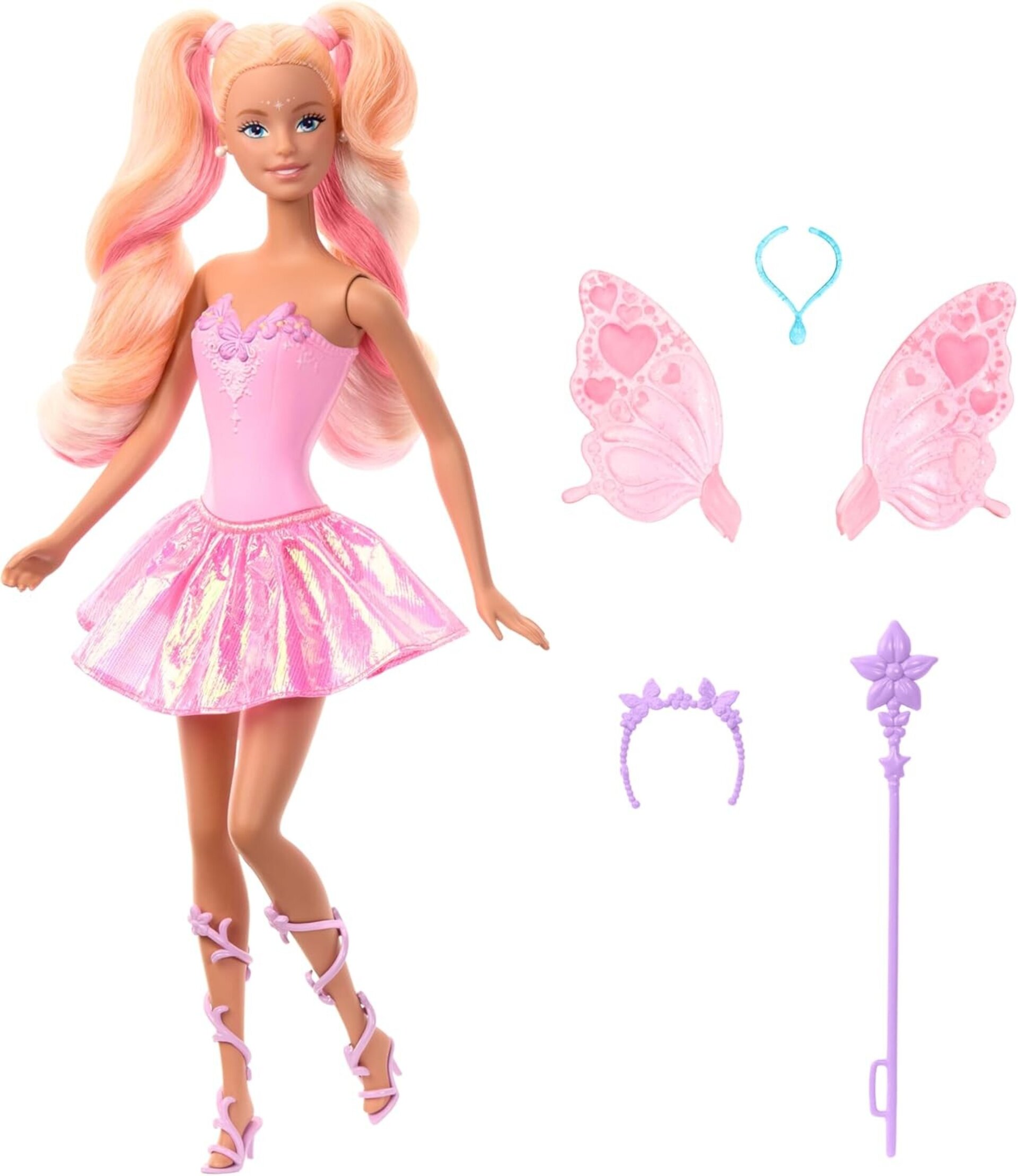 Mattel Barbie Hada Muñeca con varita de juguete y accesorios de moda, temática d - 5