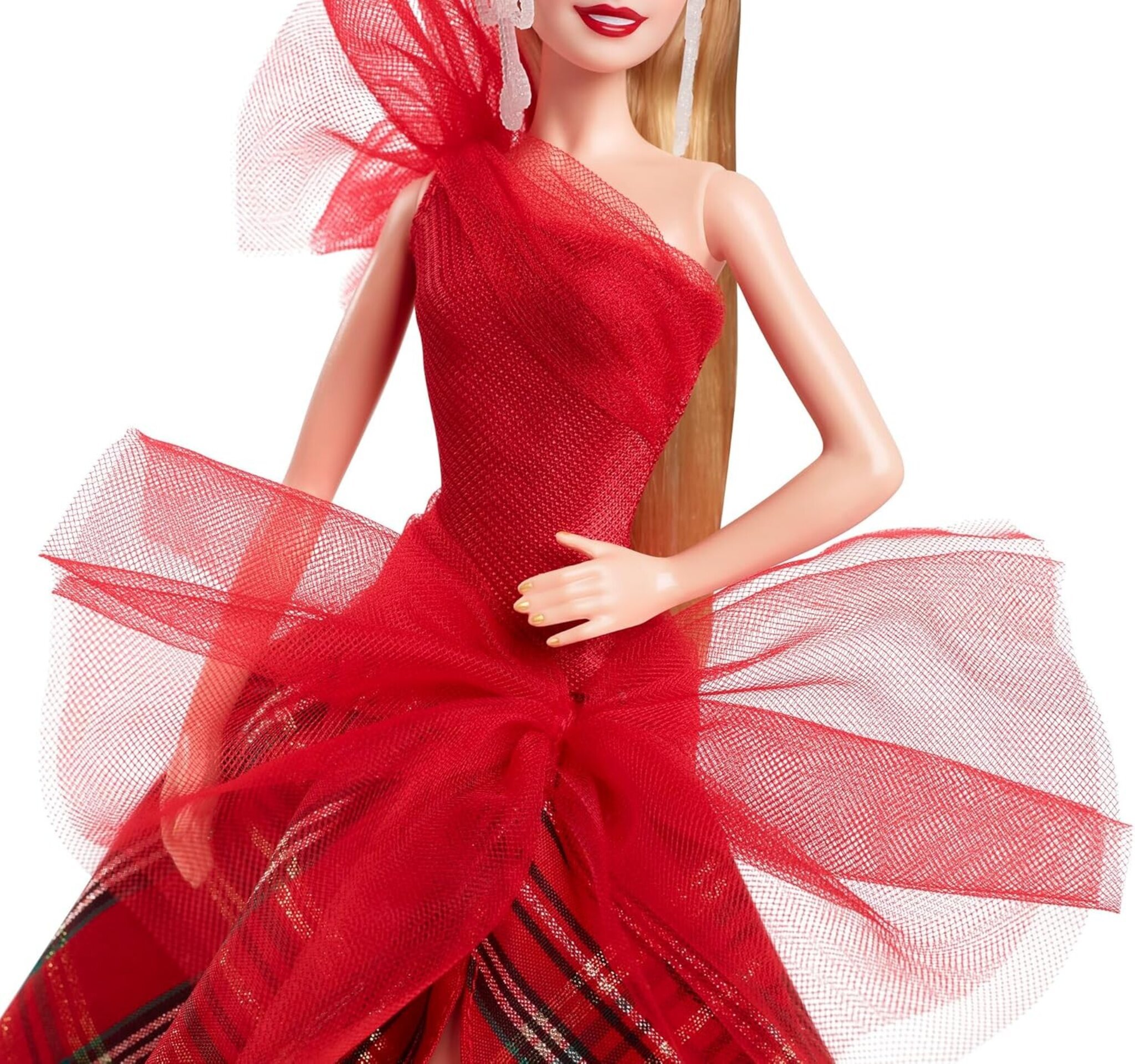 Barbie Signature, 2024 Holiday Rubia con Vestido y Falda a Cuadros, Regalo de Te - 2