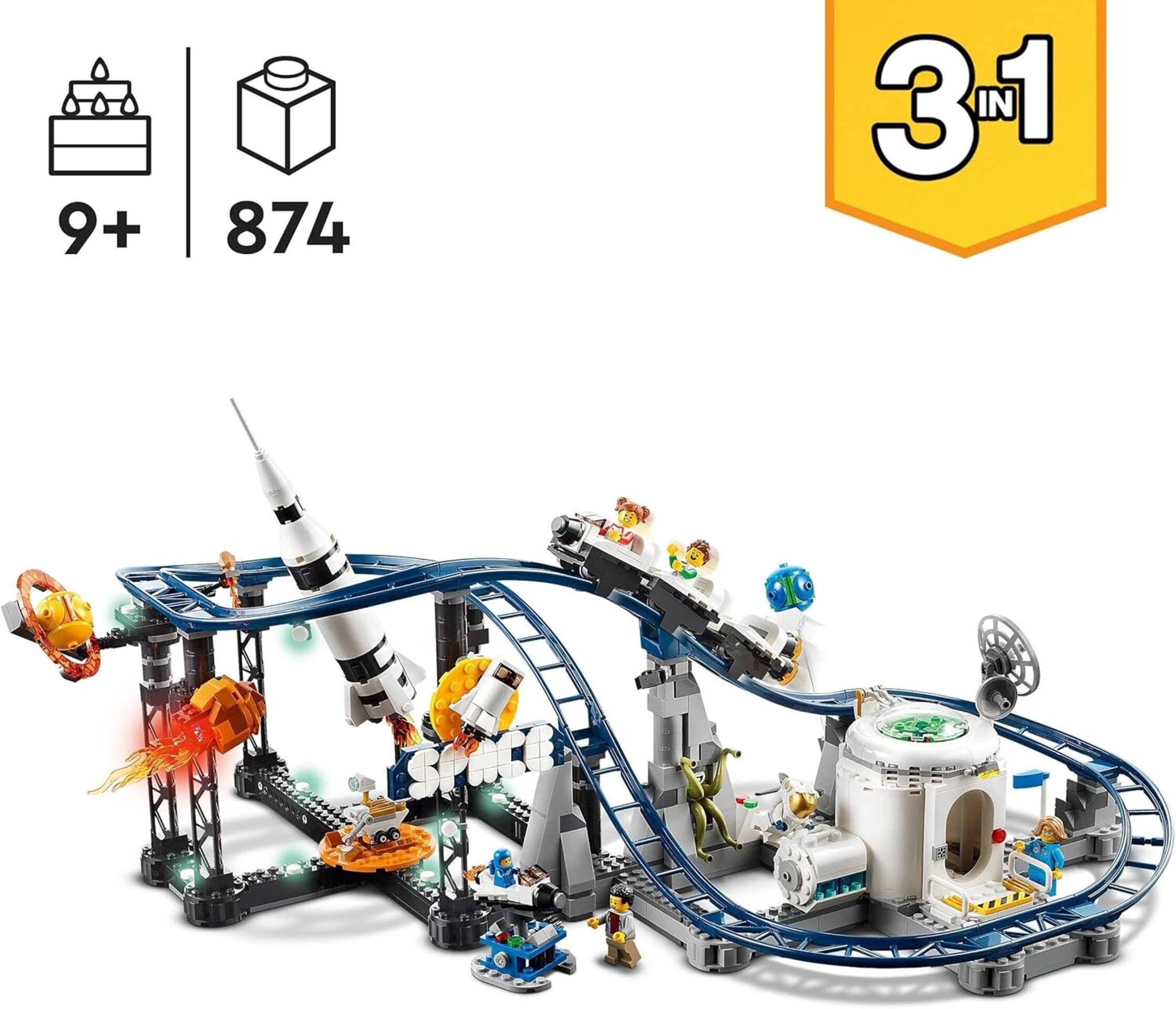 Lego 31142 Creator 3en1 Montaña Rusa Espacial, Torre de Caída Libre o Tiovivo, M - 9