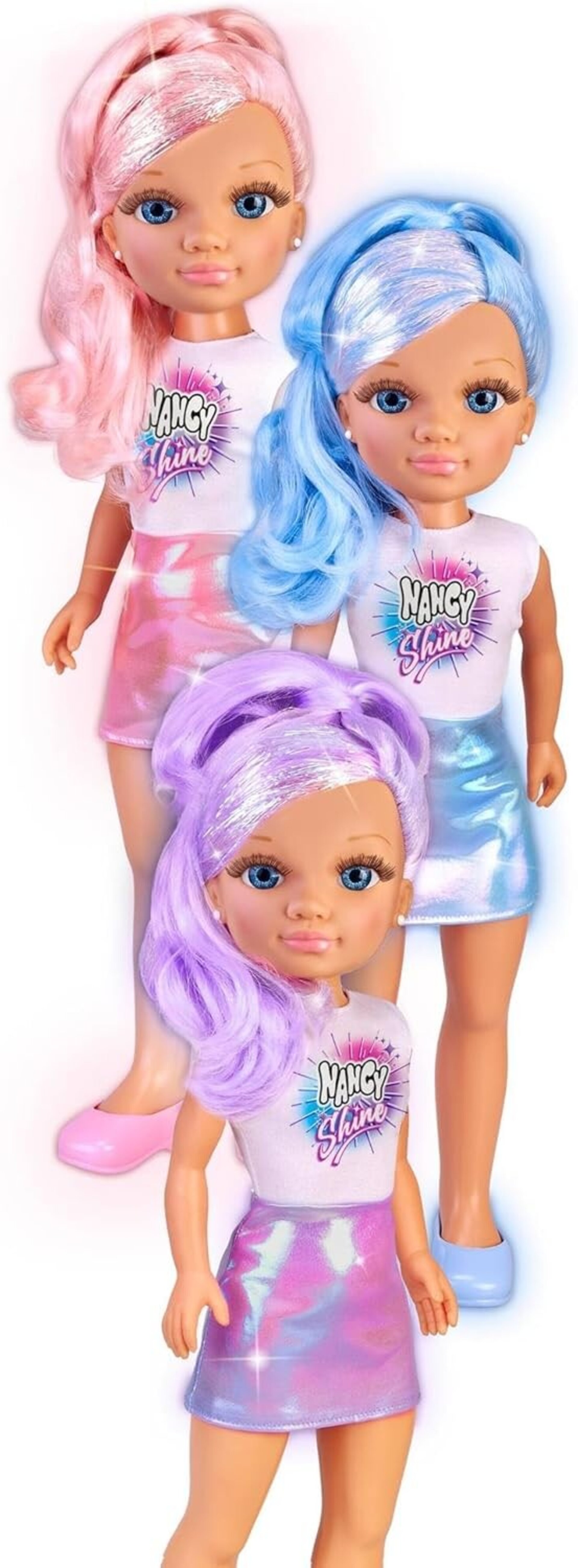 Nancy Shine - Blue, Muñeca con el Pelo Largo con Mechones Metalizados de Color A - 4