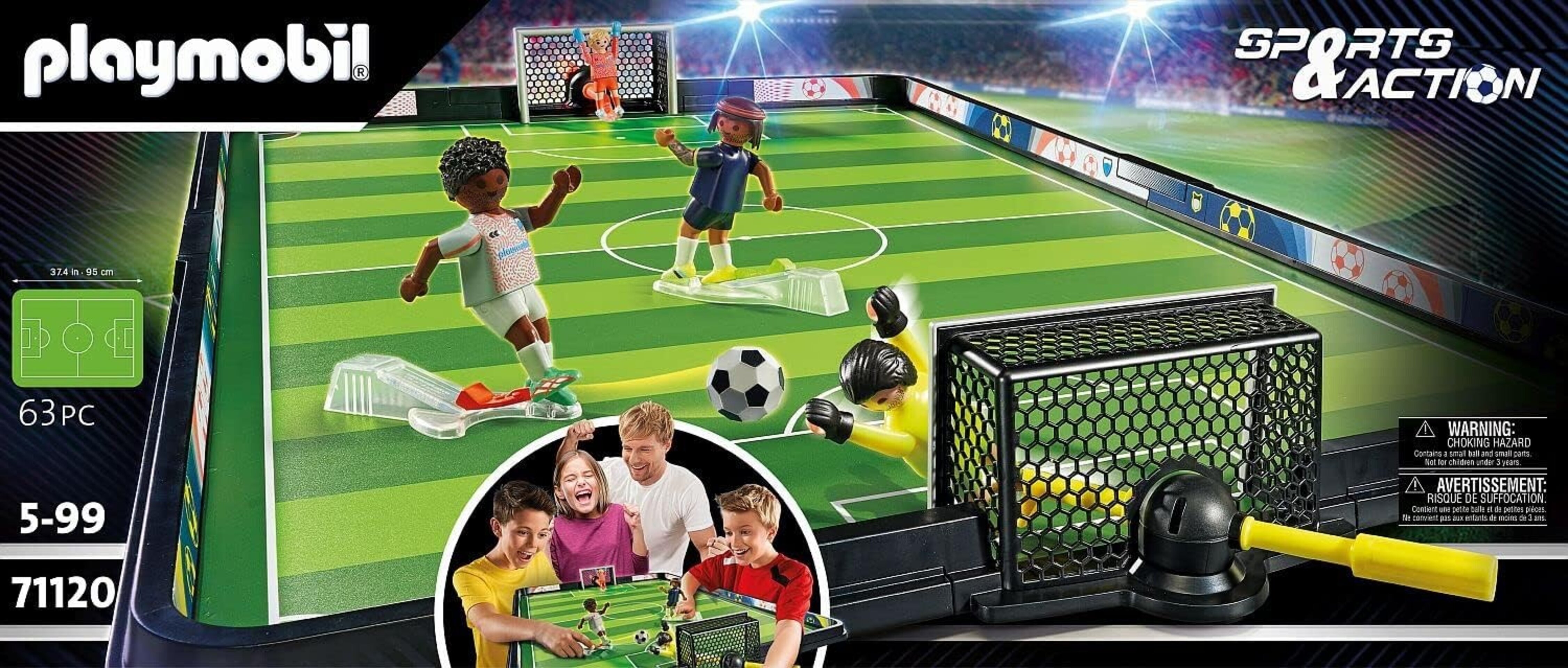 PLAYMOBIL Sports y Action 71120 Campo de fútbol, Futbolín para niños, 2 porteros - 5