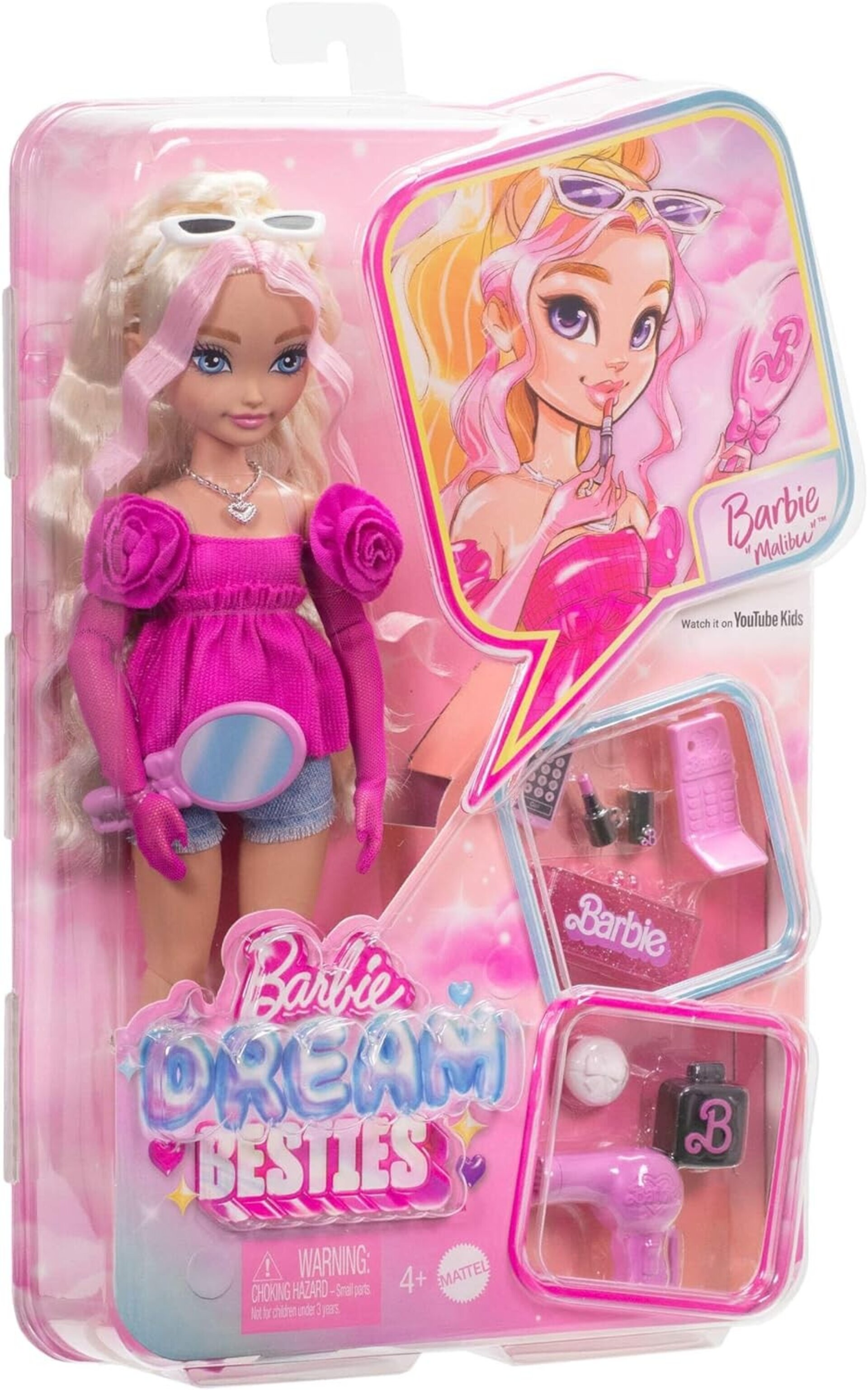 Barbie Dream Besties Malibú, Muñeca rubia con pelo ondulado, - 6