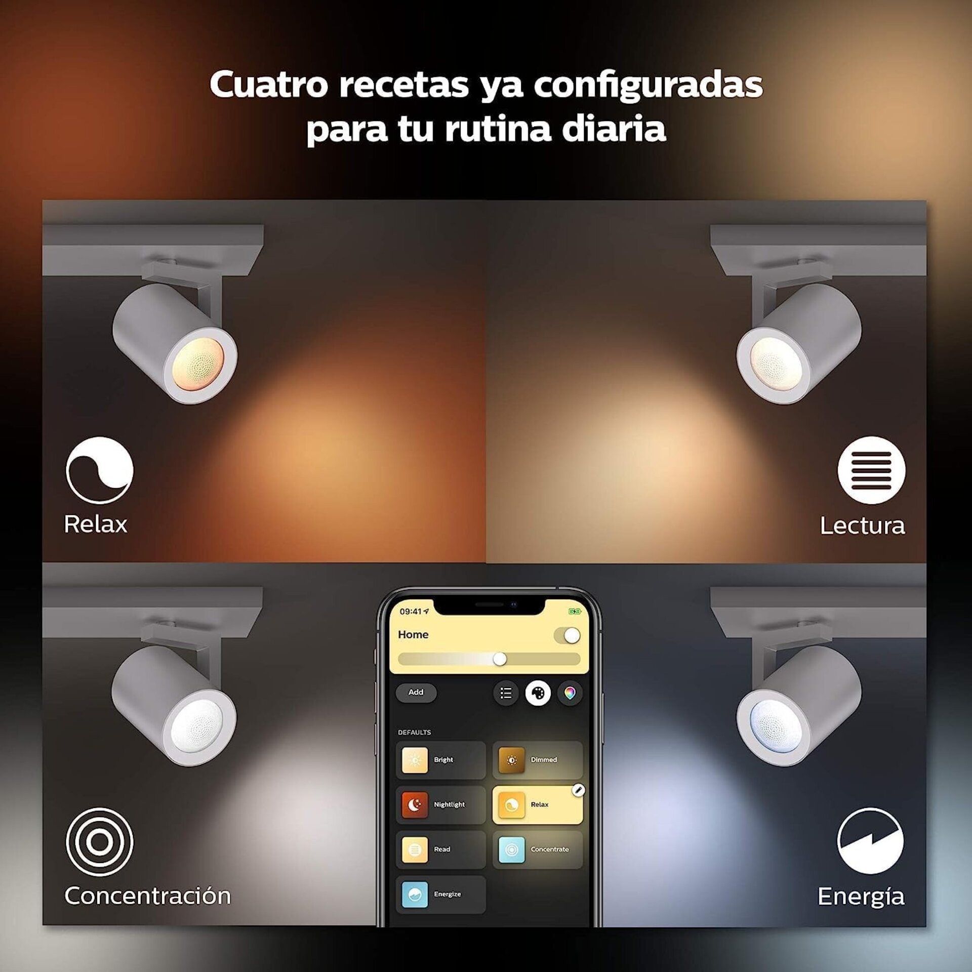 Philips Hue - Lámpara LED inteligente Argenta, 5.7W-350 lúmens - 4