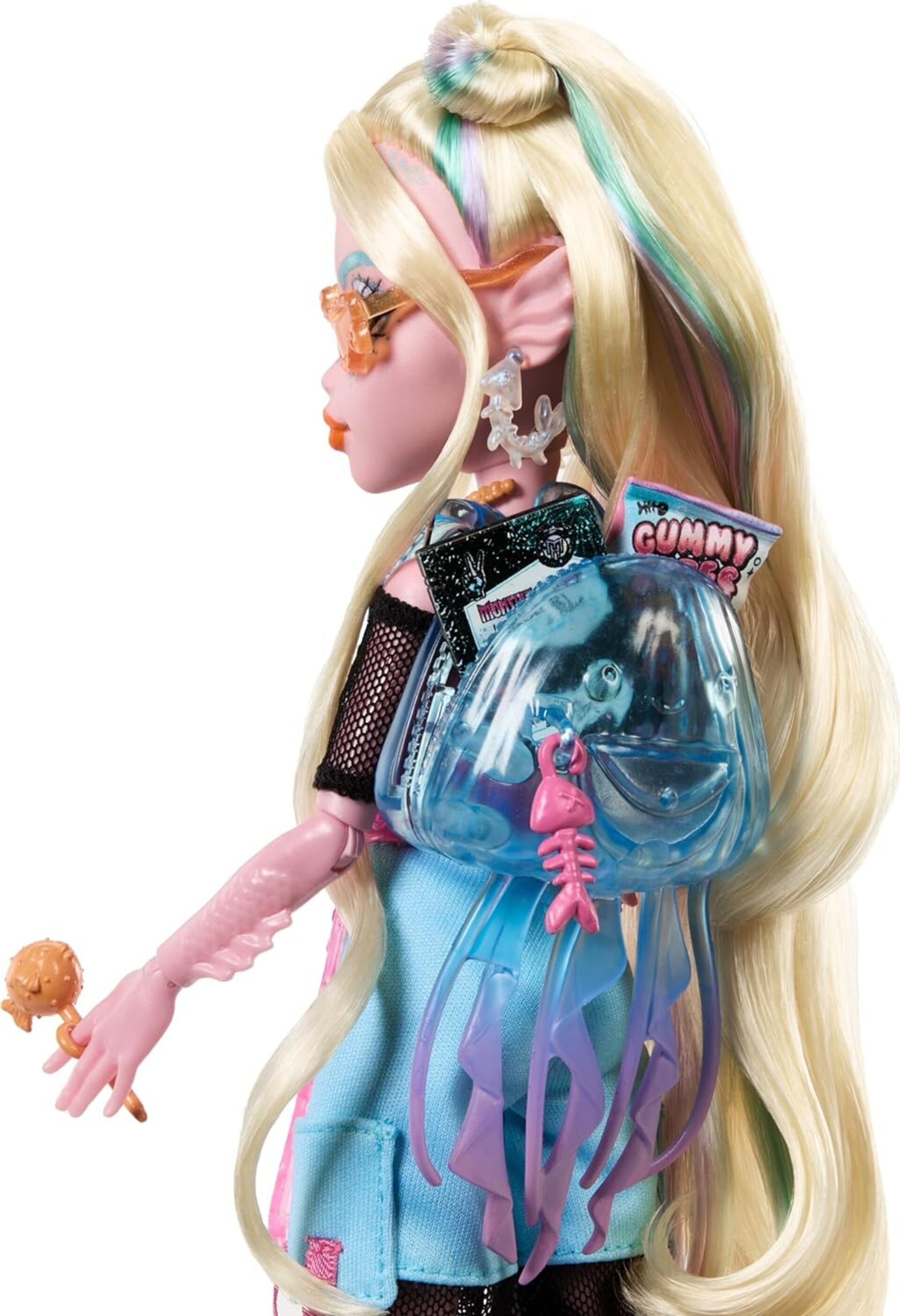 Monster High Lagoona Blue, Muñeca monstruita Marina con Camiseta de Malla y Pant - 4